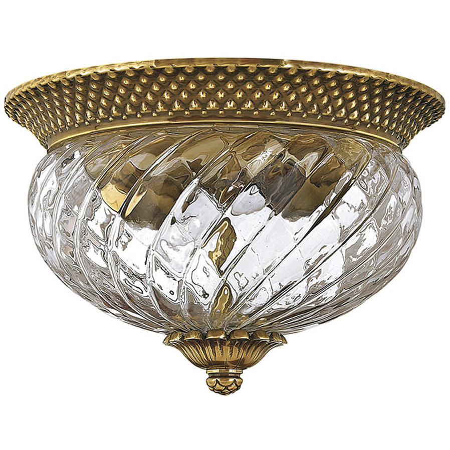 Plantation 2 Light 12 inch Burnished Brass Indoor Bath Flush Mount Ceiling Light