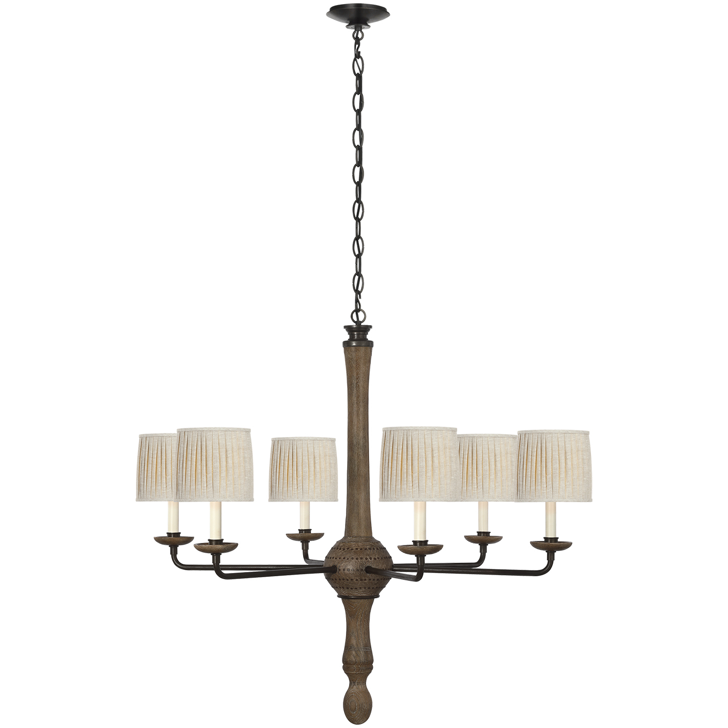 Thomas O'Brien Suzanna LED 38 inch Vintage Oak and Aged Iron Chandelier Ceiling Light