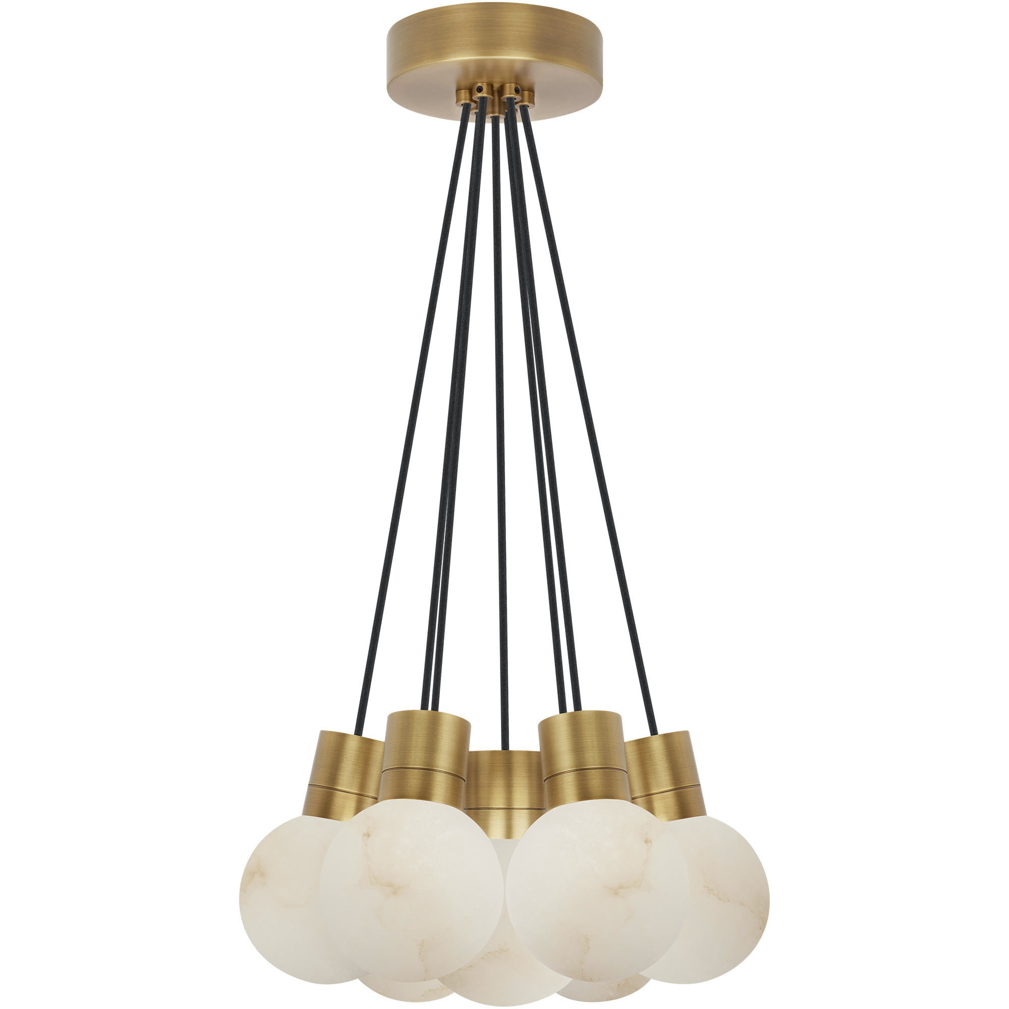 Sean Lavin Mina LED 14 inch Hand Rubbed Antique Brass Chandelier Ceiling Light in 2700K, Black Cord, Small