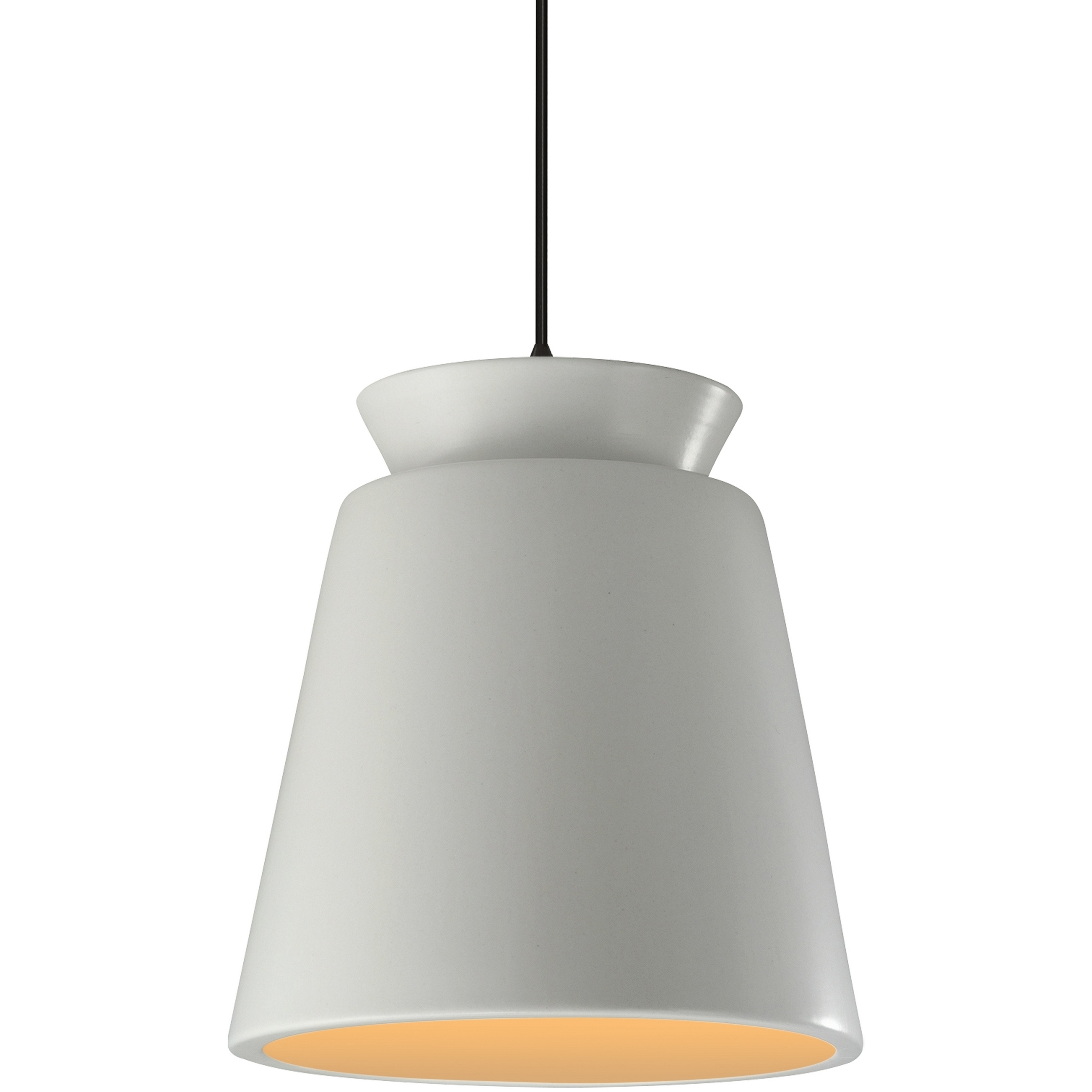 Radiance Collection - Trapezoid LED 13.5 inch Matte White with Champagne Gold internal finish Pendant Ceiling Light, Form+Finish+Function