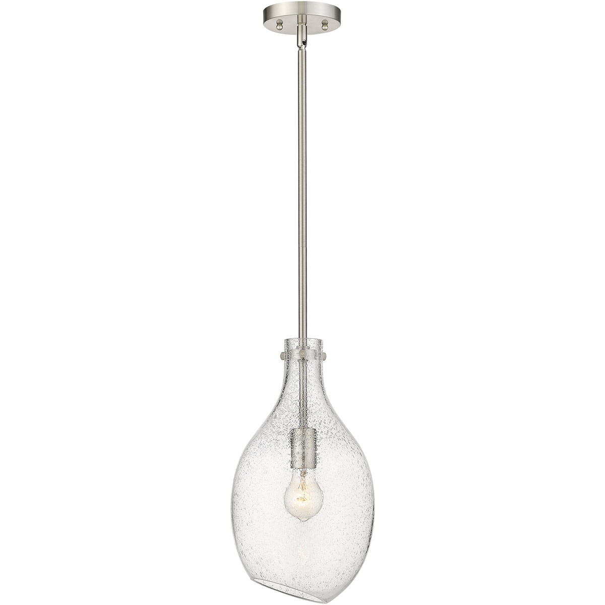 Salem 1 Light 9 inch Brushed Satin Nickel Mini Pendant Ceiling Light in Seedy Glass 