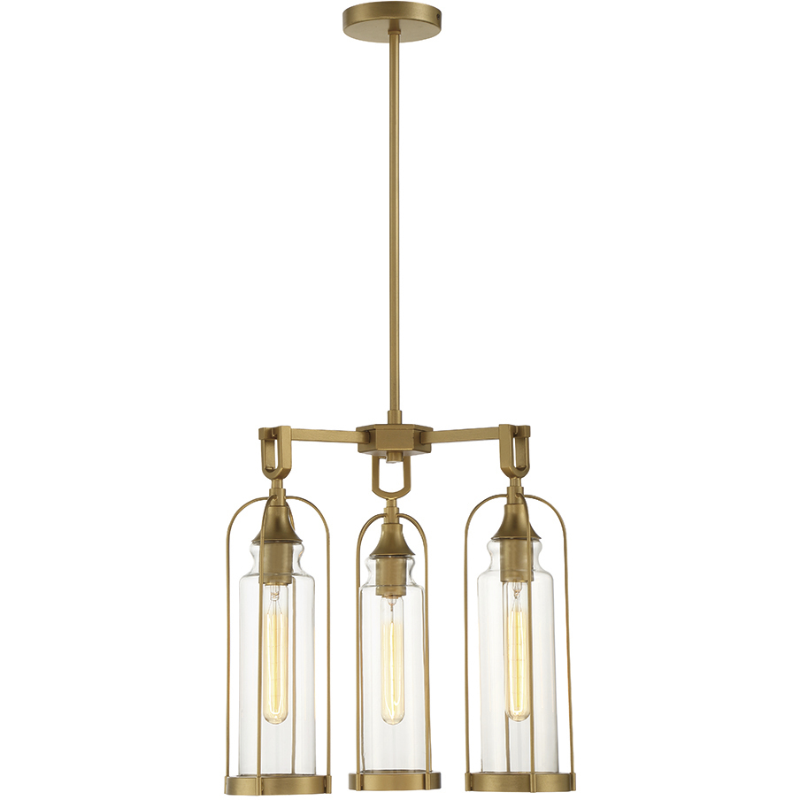 Yasmin 3 Light 17.5 inch Aged Gold Outdoor Chandelier