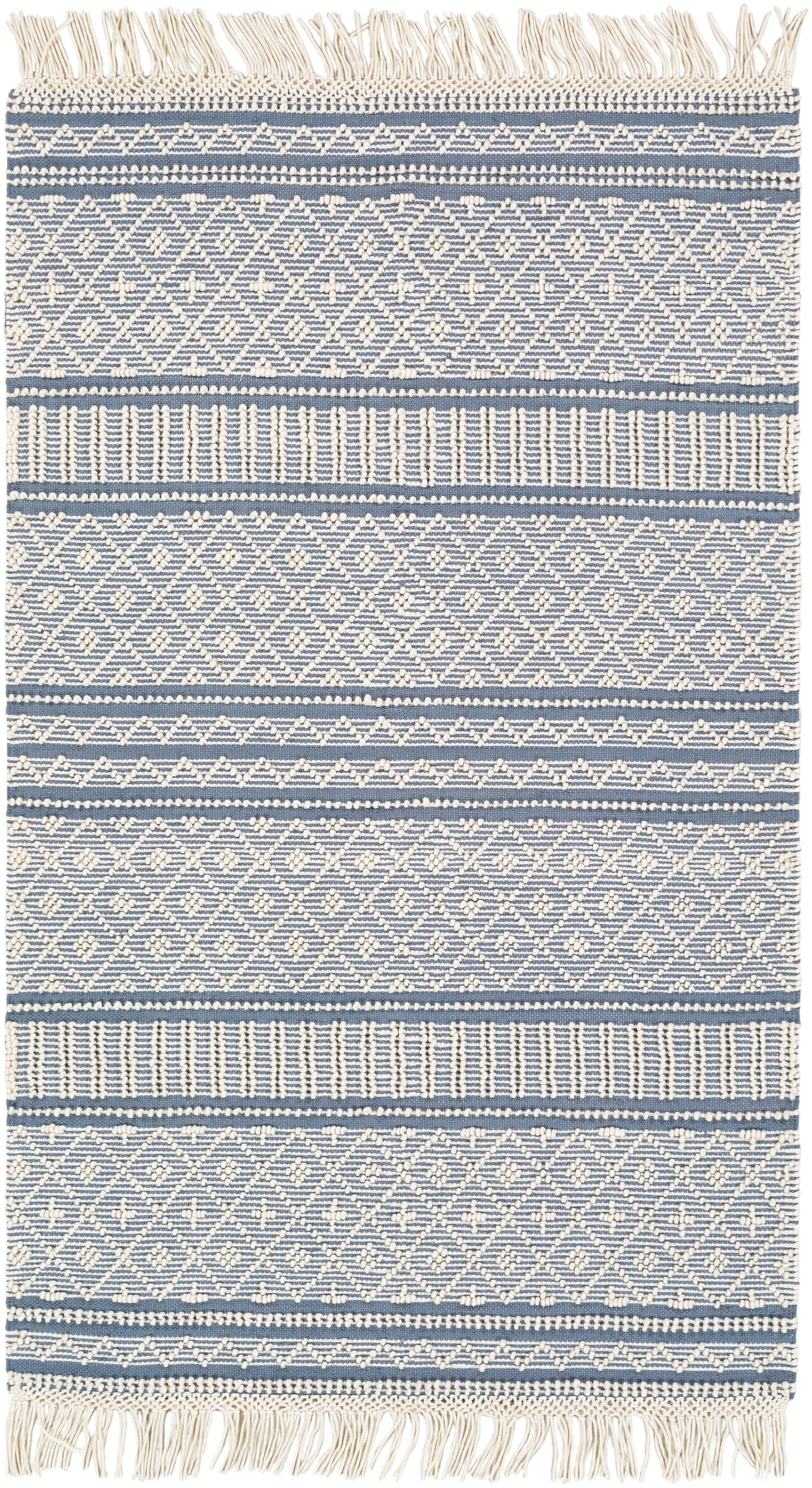 Farmhouse Tassels 60 X 36 inch Blue Rug in 3 x 5, Rectangle