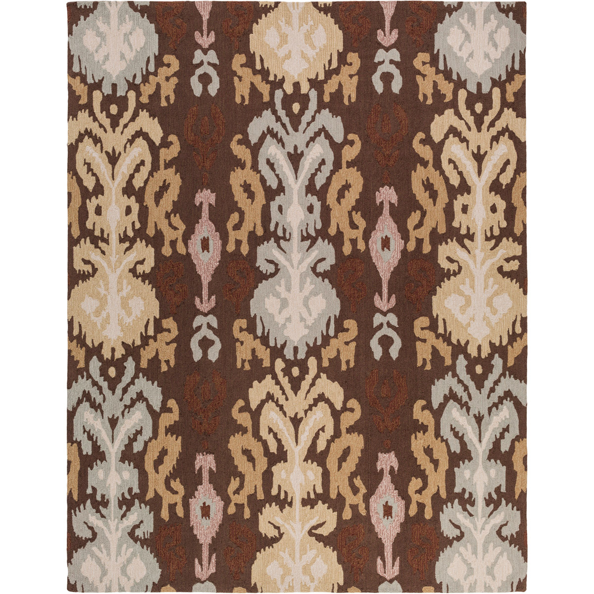 Brentwood 120 X 96 inch Dark Brown, Wheat, Medium Gray, Tan, Cream, Mauve Rug