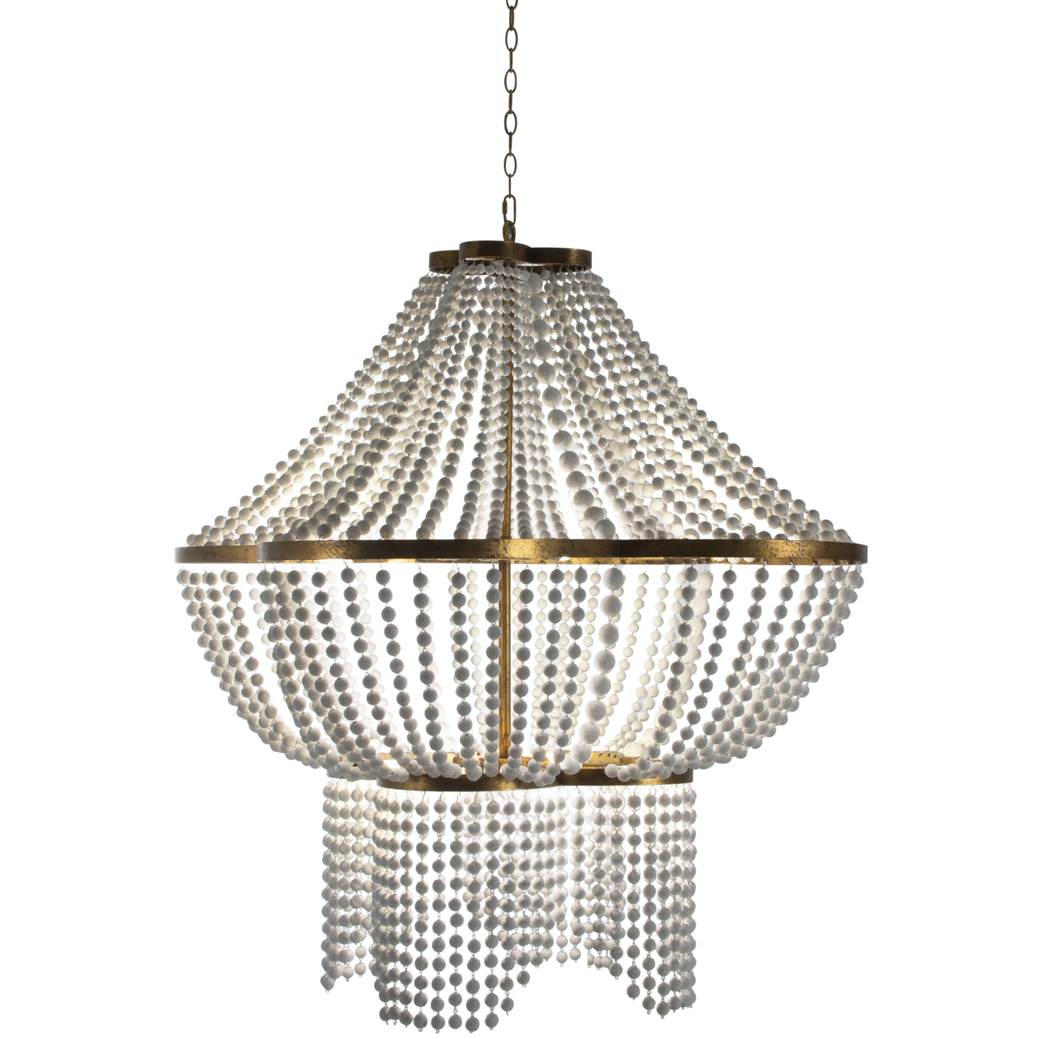 Annabelle 4 Light 43 inch Antique White / Gilded Gold Chandelier Ceiling Light