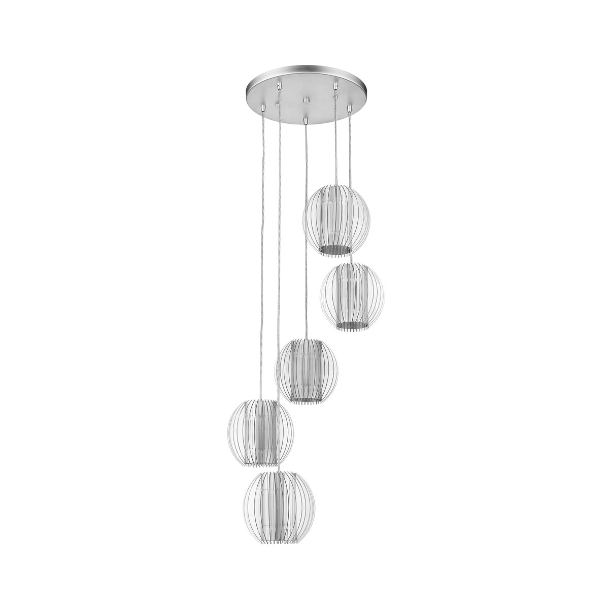Phoenix 5 Light 20 inch Metallic Silver Pendant Ceiling Light