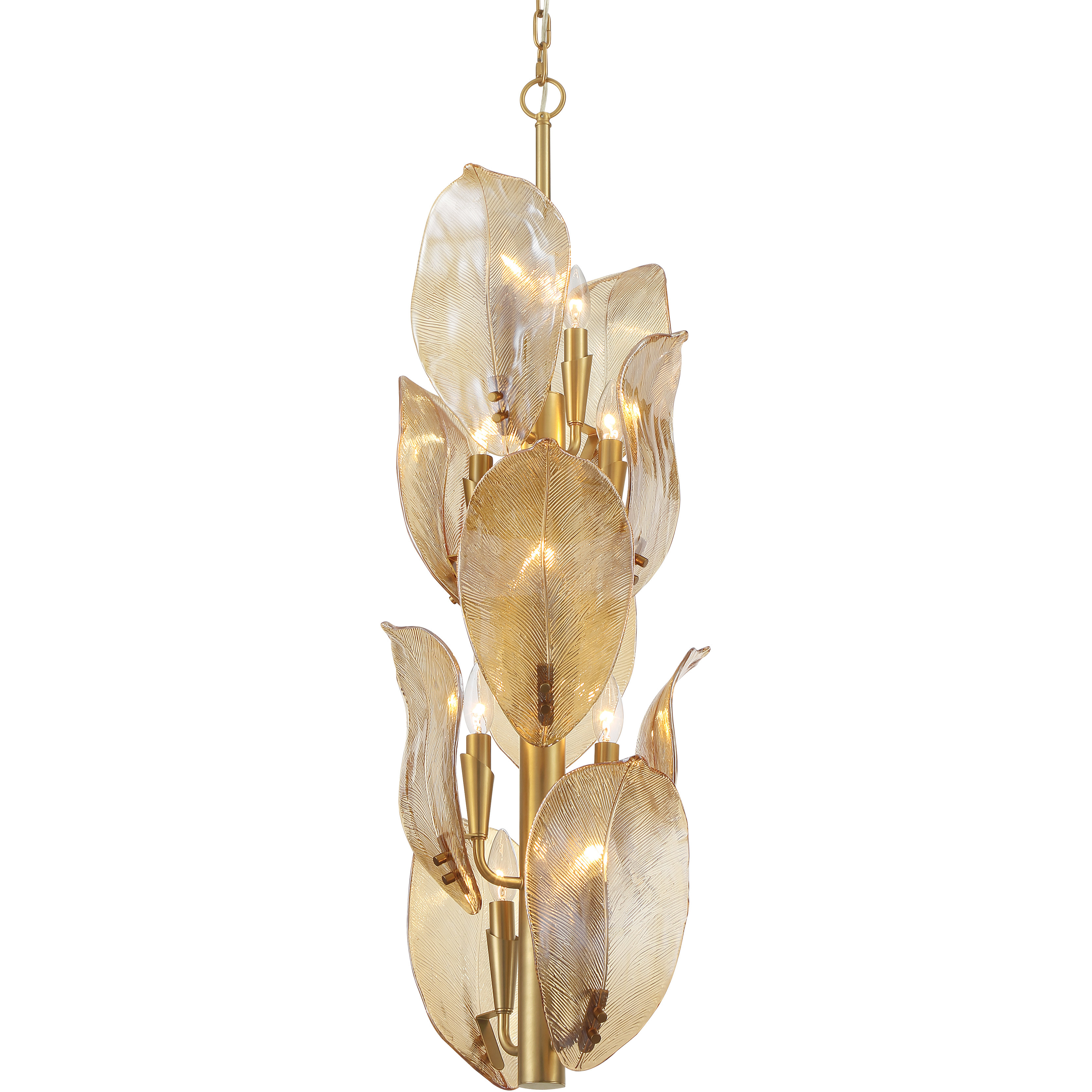 Orchid 10 Light 13 inch Legacy Brass Pendant Ceiling Light in Amber Handmade Glass