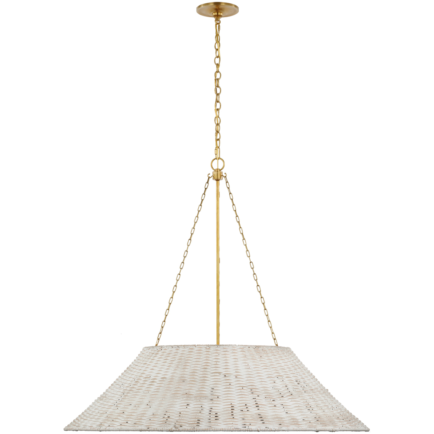 Marie Flanigan Corinne LED 36.25 inch Soft Brass Woven Hanging Shade Ceiling Light in White Wicker, Extra Large