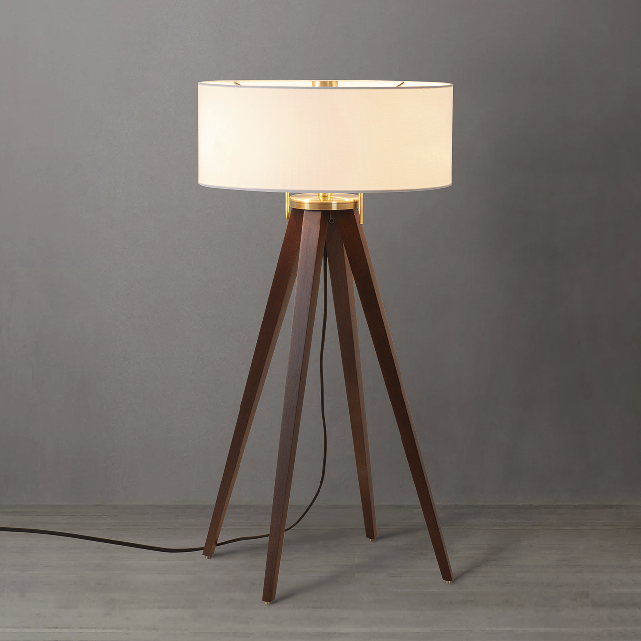 Quattro 31 inch 9 watt Dark Walnut Wood and Weathered Brass Table Lamp Portable Light