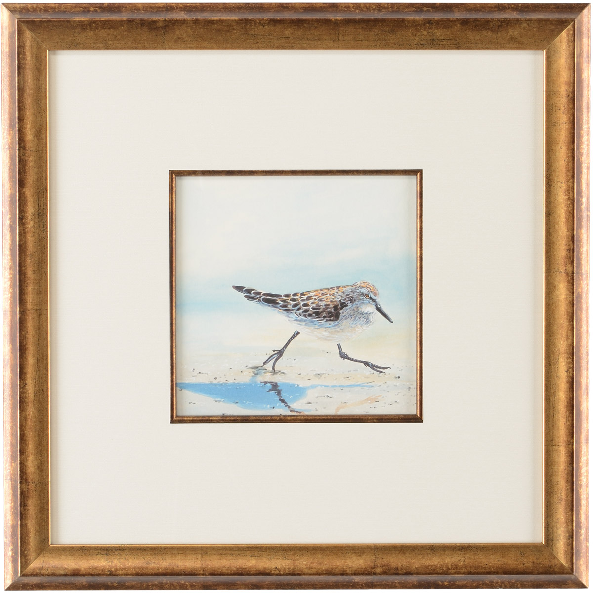 Lisa Kahn White Mat - Antique Gold Fillet Watercolor