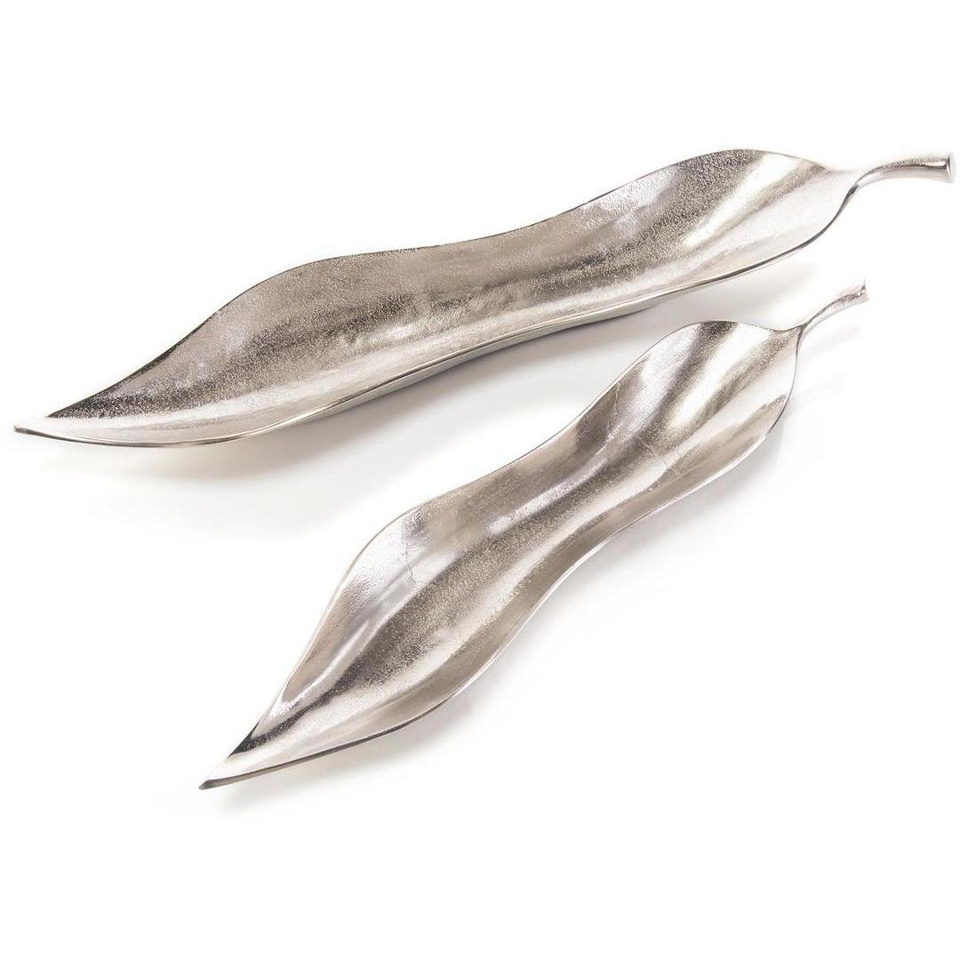 Sculptured Willow Leaf Trays, Set of 2