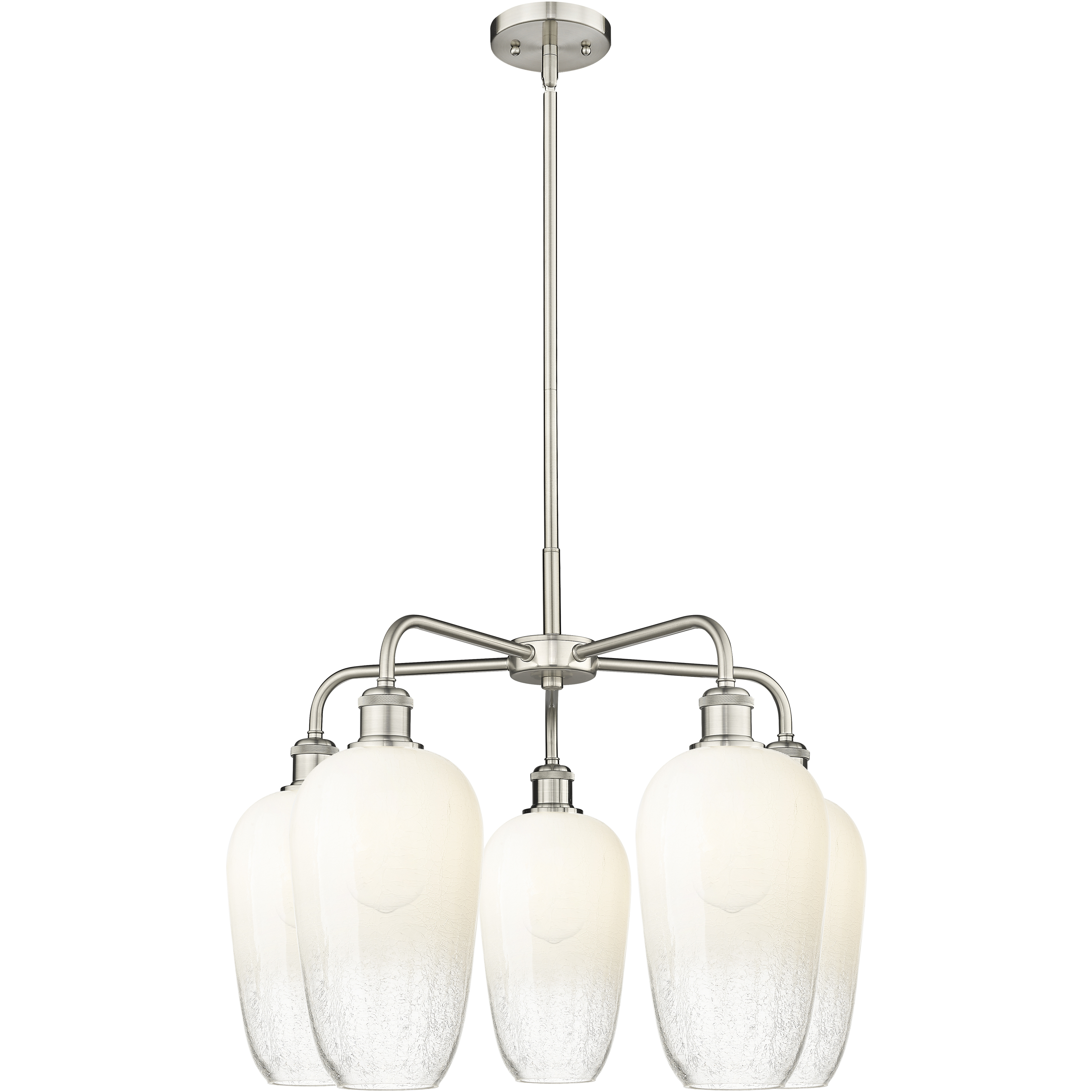 Ballston Brookhaven Flute 5 Light 25.5 inch Satin Nickel Chandelier Ceiling Light in Opal Glass