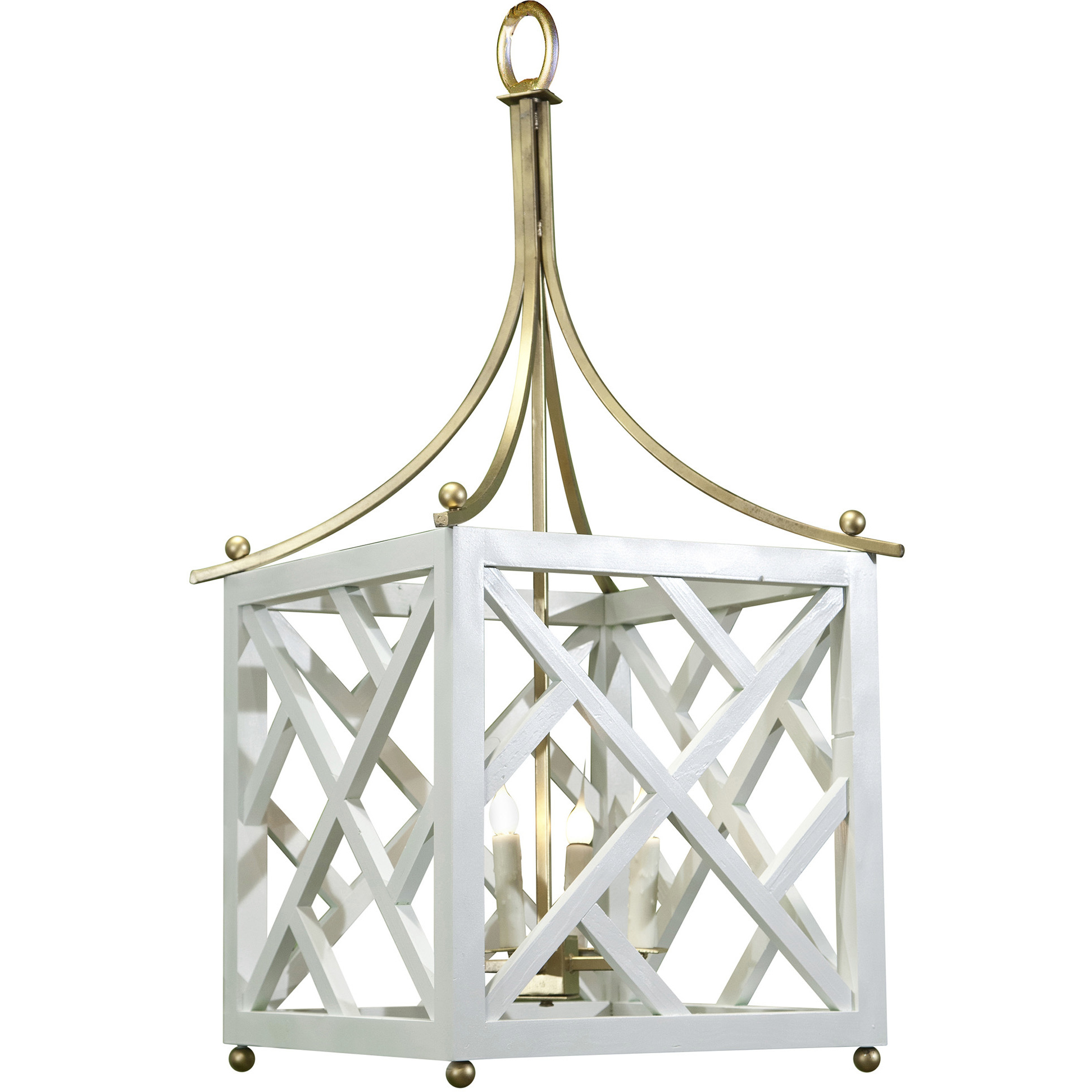 Palm Beach 4 Light White Dove and Brass Pendant Ceiling Light