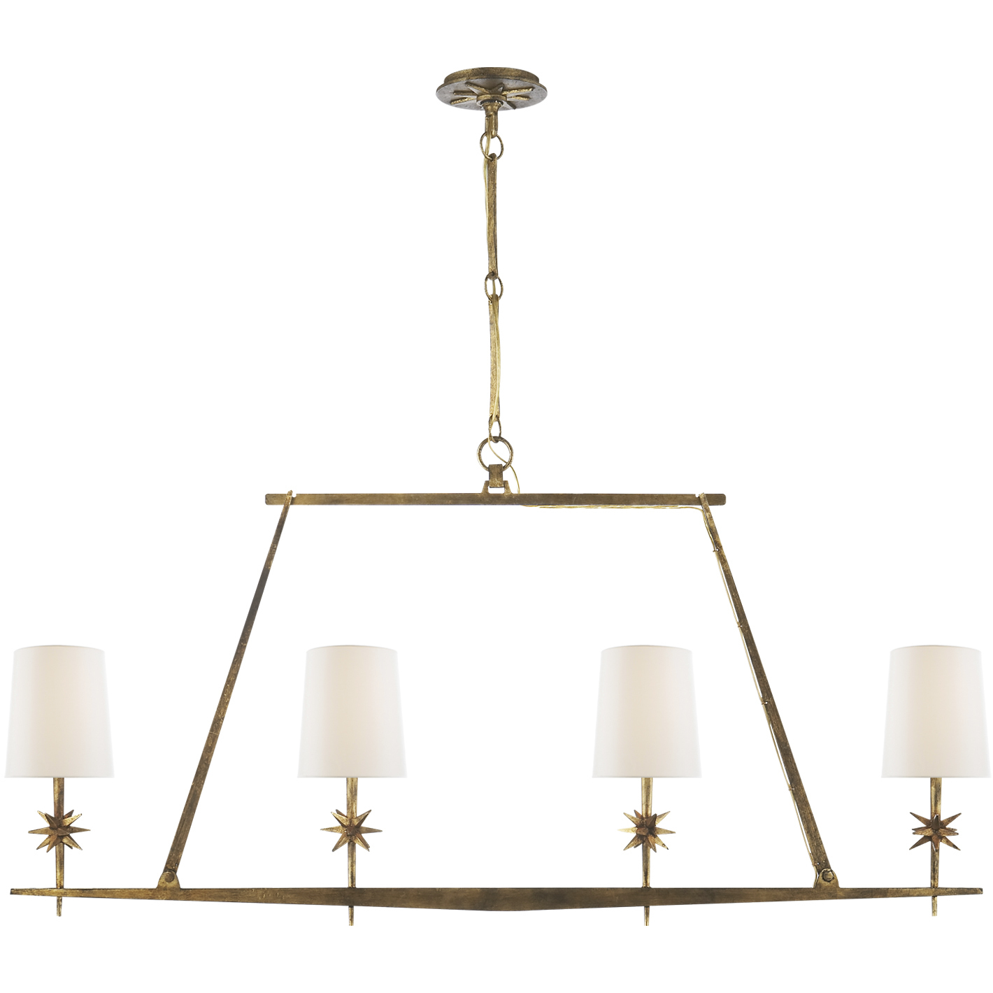 Ian K. Fowler Etoile 4 Light 48 inch Gilded Iron Linear Chandelier Ceiling Light in Linen
