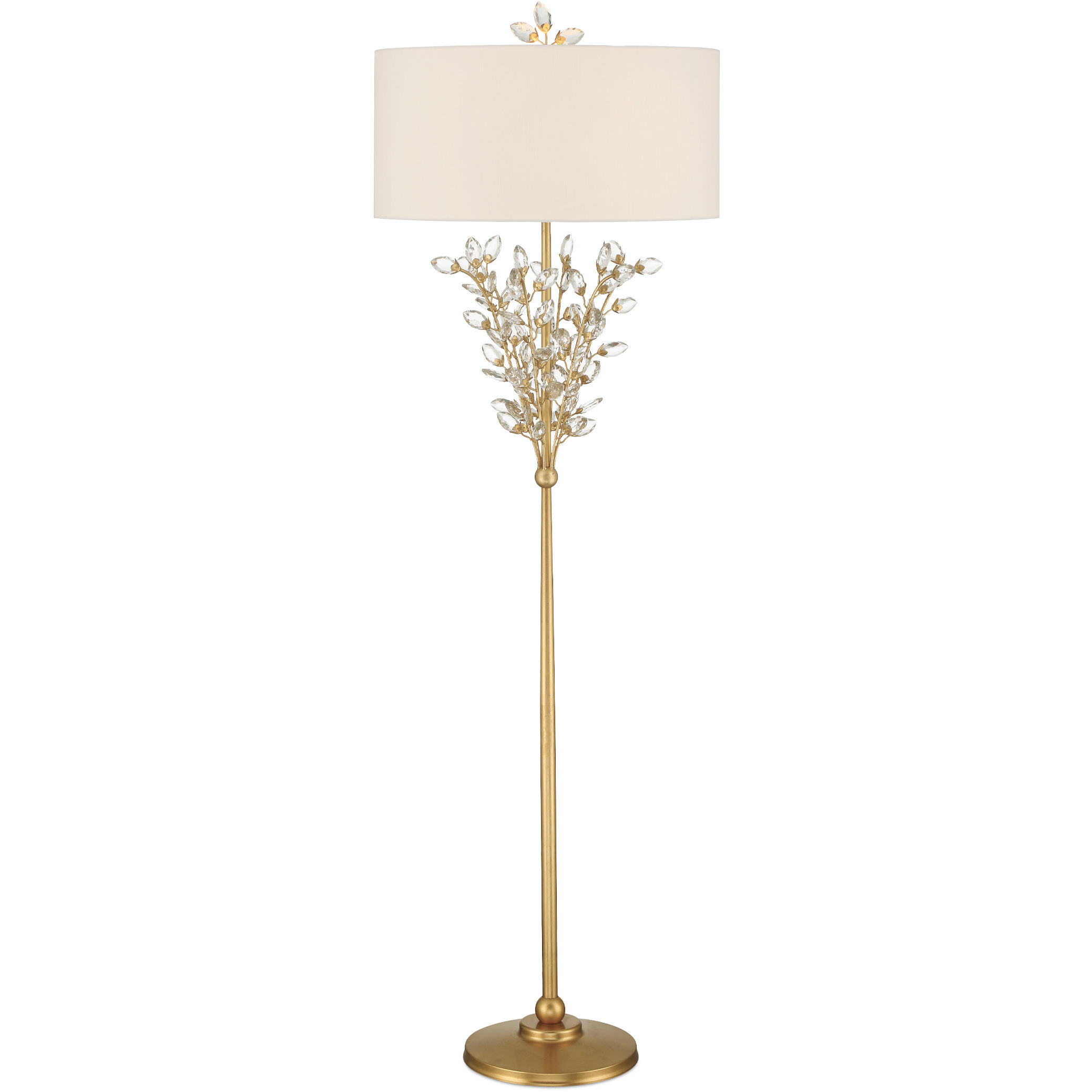 Forget-Me-Not 66 inch 100 watt Clear and Chinois Gold Leaf Floor Lamp Portable Light