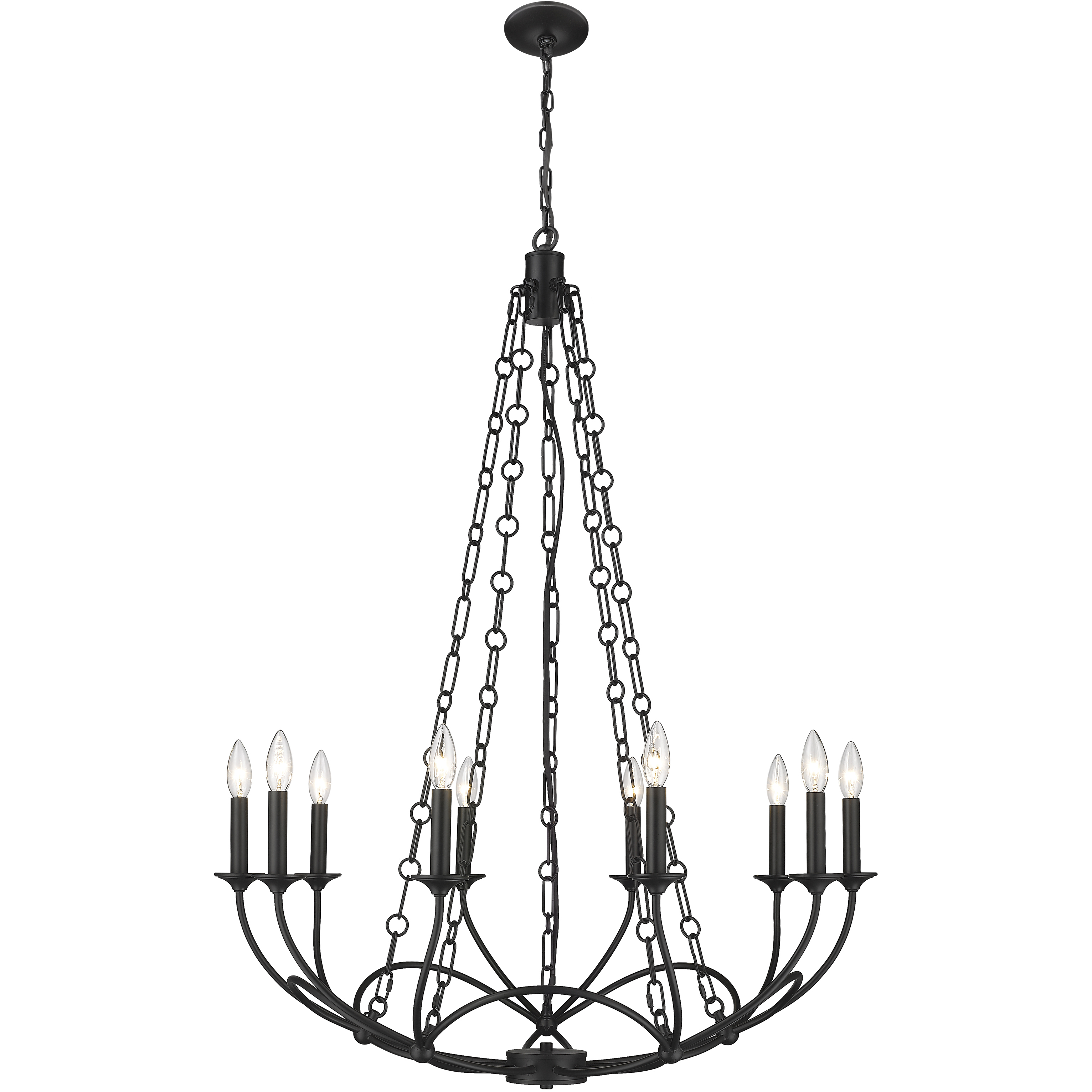 Arabella 10 Light 33 inch Matte Black Chandelier Ceiling Light