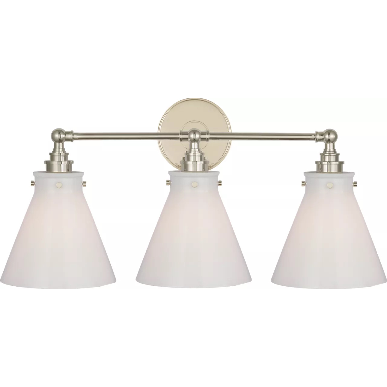 Chapman & Myers Parkington LED 24 inch Polished Nickel Bath Bar Wall Light in White Glass