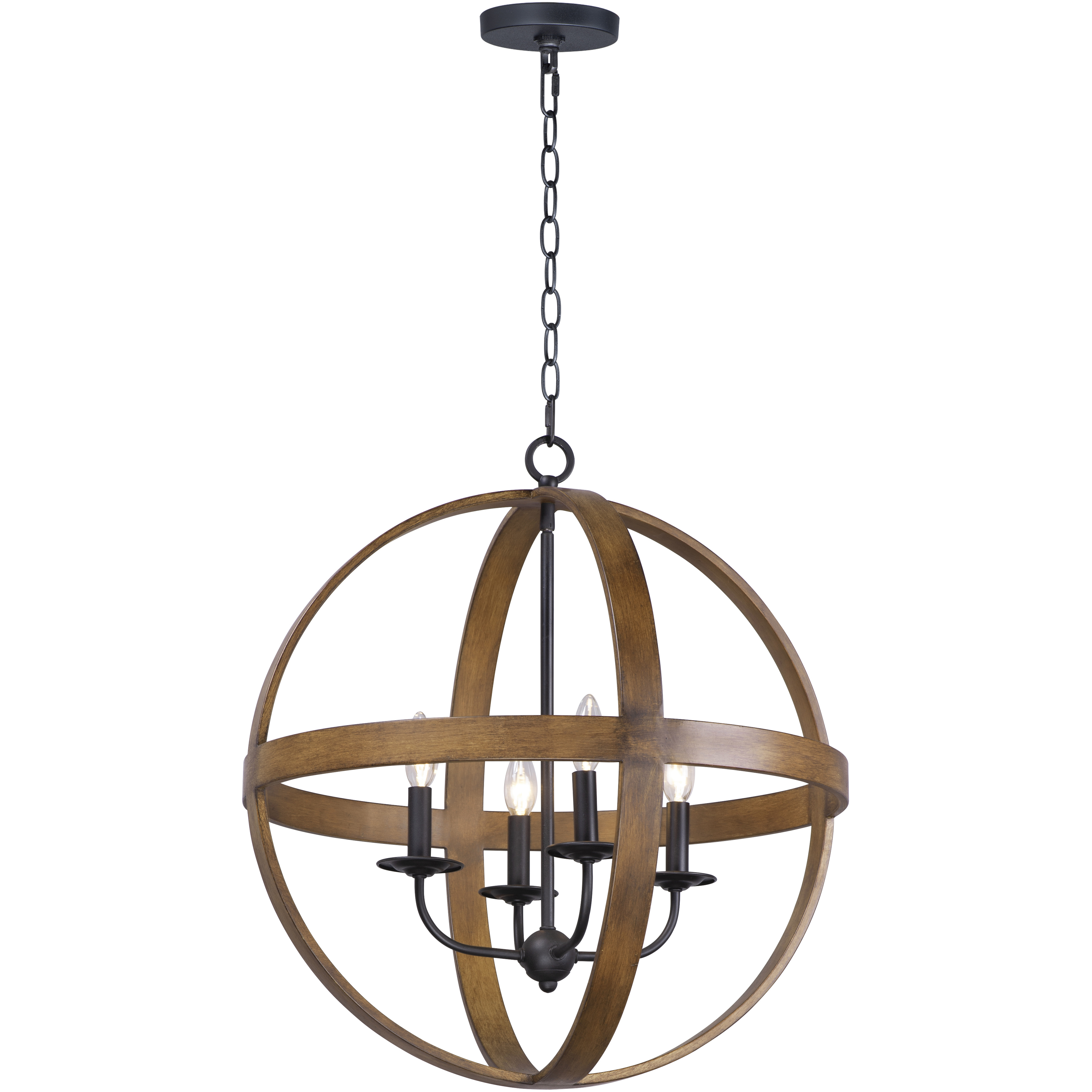 Compass 4 Light 22.5 inch Antique Pecan and Black Single Pendant Ceiling Light