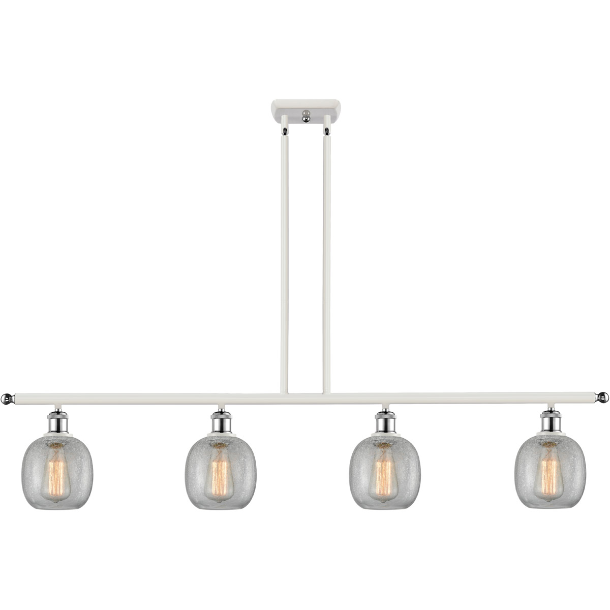 Ballston Belfast LED 48 inch White and Polished Chrome Island Light Ceiling Light in Clear Crackle Glass, Ballston