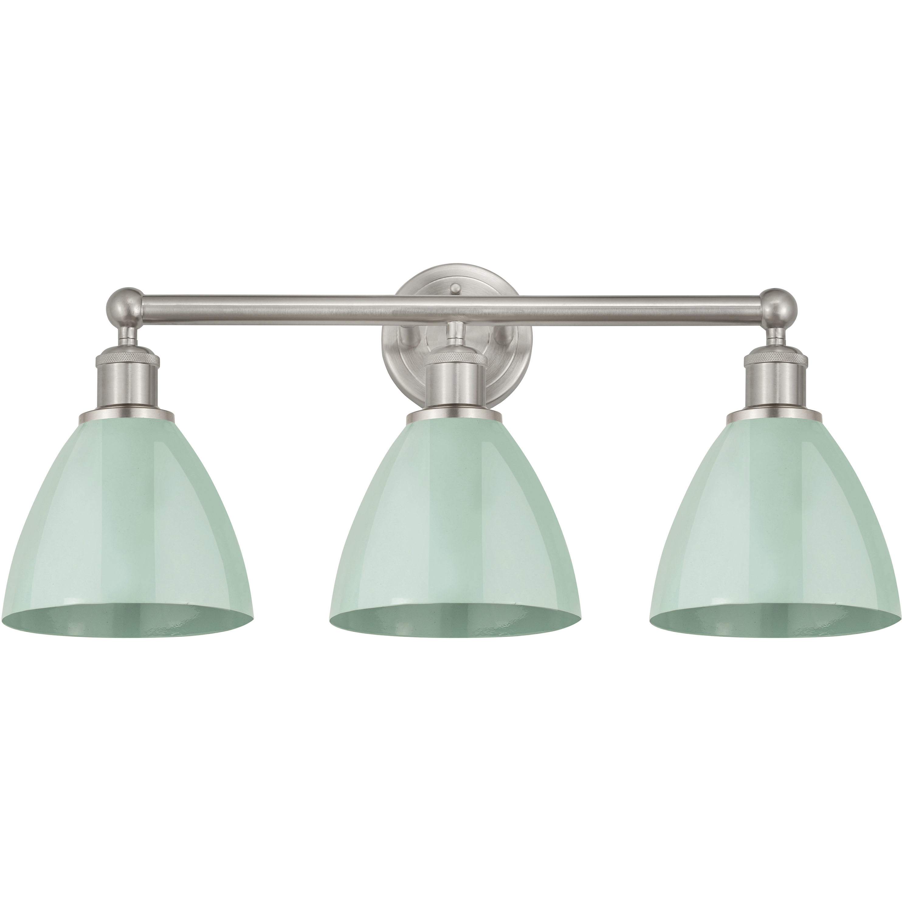 Plymouth Dome 3 Light 25.5 inch Brushed Satin Nickel Bath Vanity Light Wall Light in Seafoam