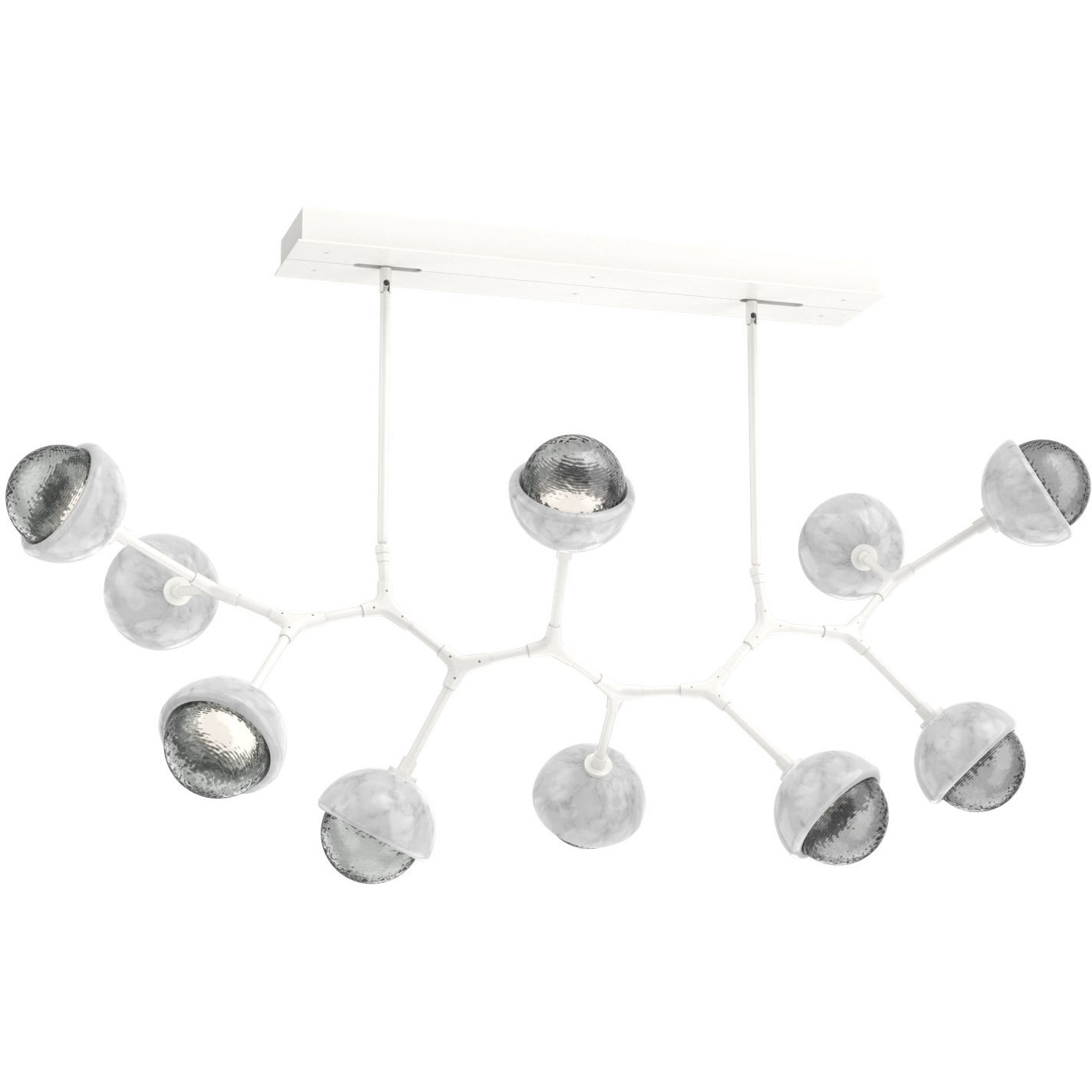 Cabochon LED 56.1 inch Salt White with White Marble Pendant Ceiling Light in 3000K LED, Smoke, Modern Branch