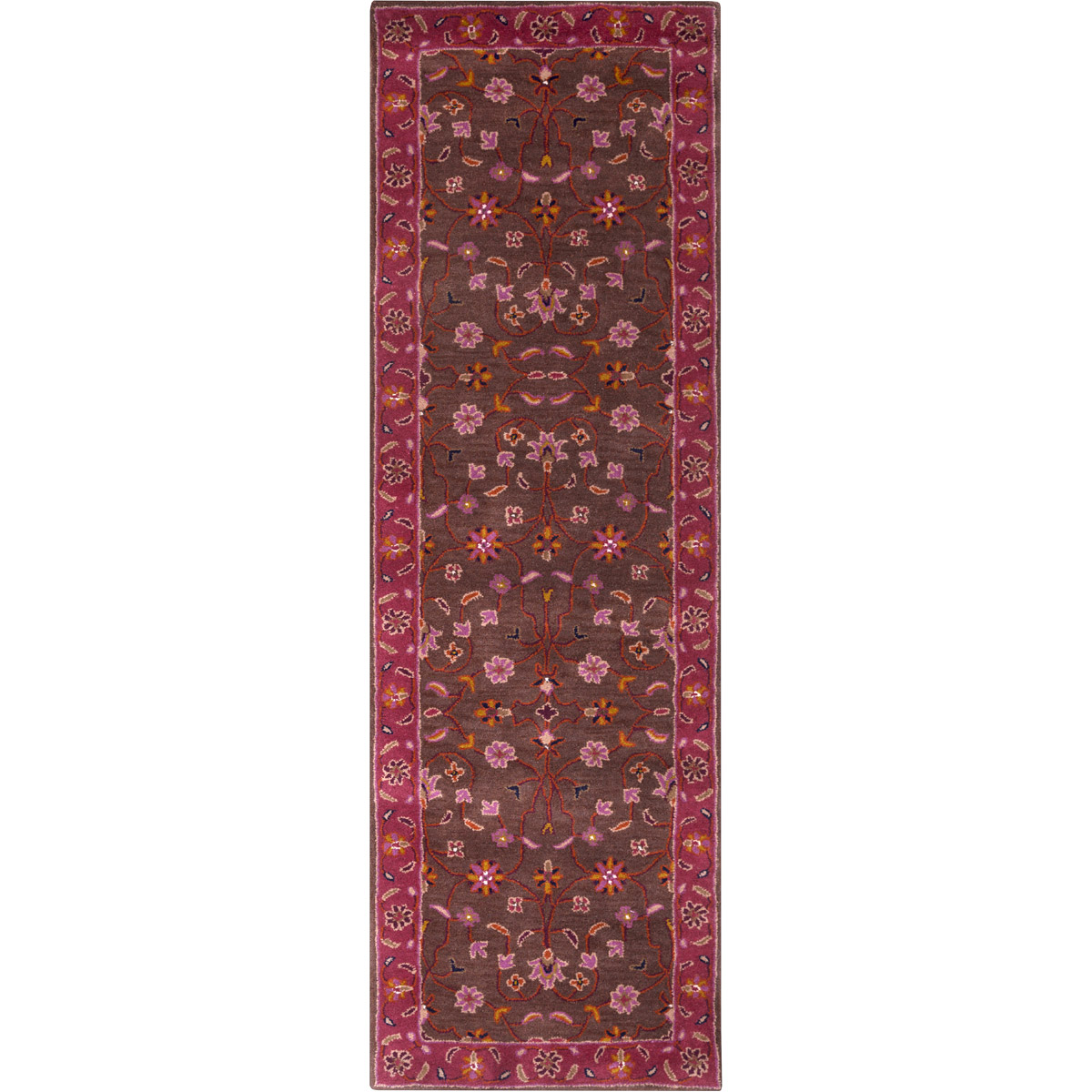 Caesar 96 X 30 inch Purple and Brown Runner, Wool