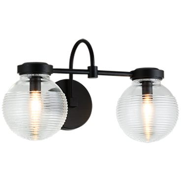 Ridge 2 Light 16.75 inch Matte Black Wall Sconce Wall Light in Matte Black and Clear