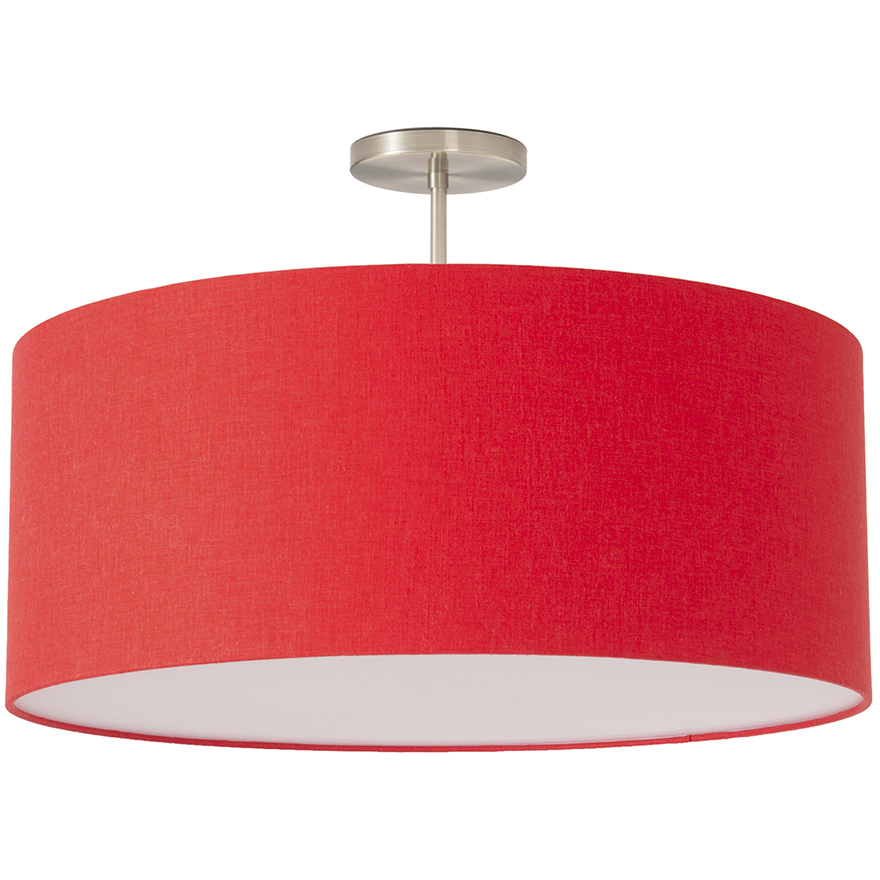 Stretch 1 Light 17 inch Satin Nickel Semi-Flush Mount Ceiling Light in Crimson Red Linen