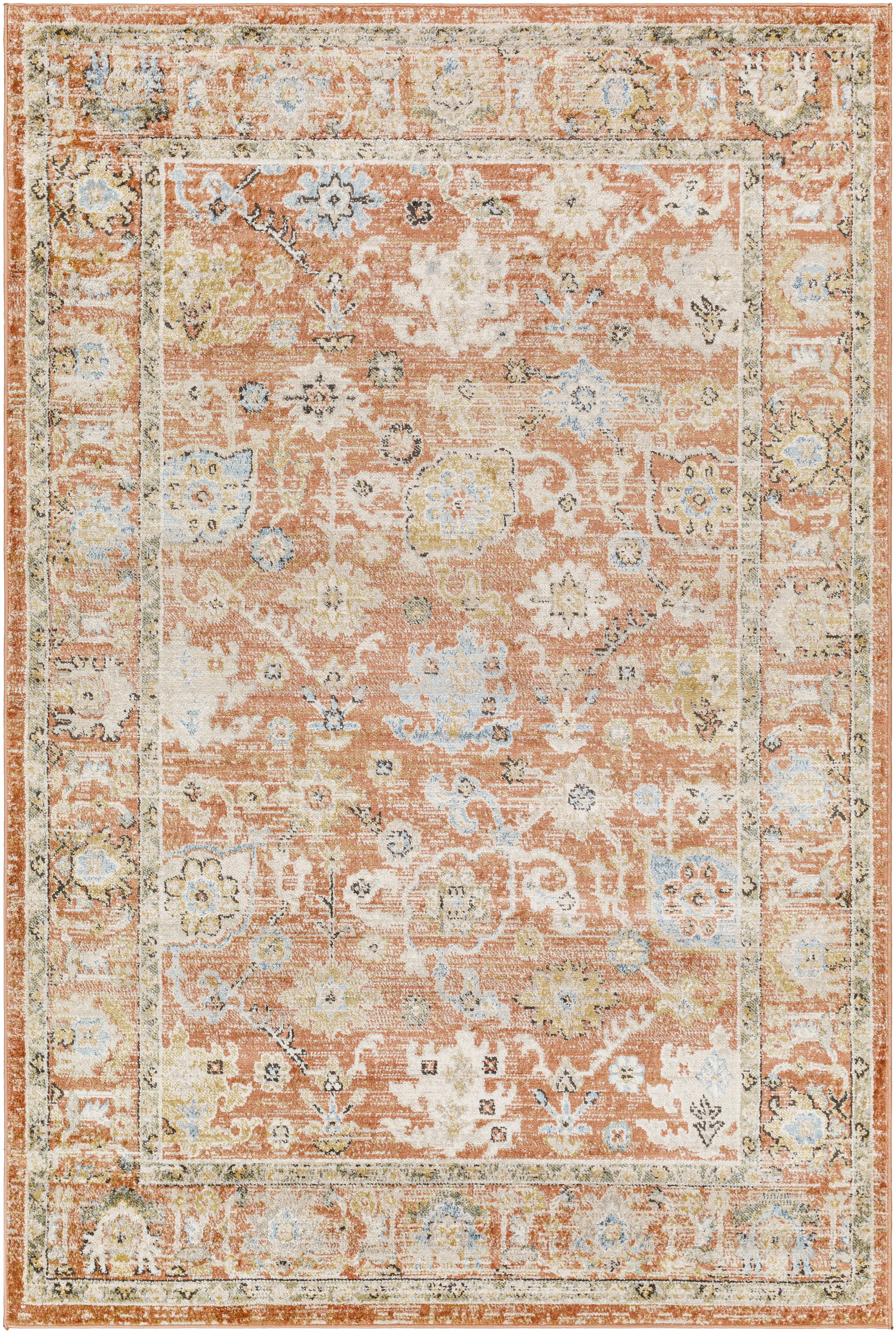 Pertek 84 X 63 inch Burnt Orange Rug, Rectangle