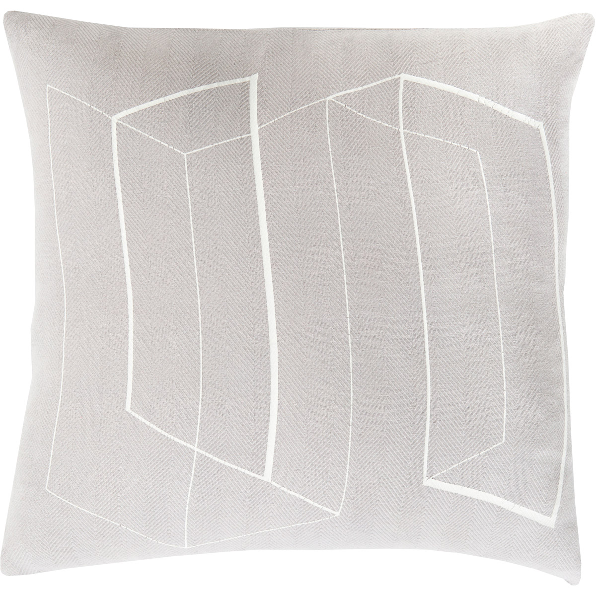 Teori 18 inch White, Silver Gray Pillow Cover