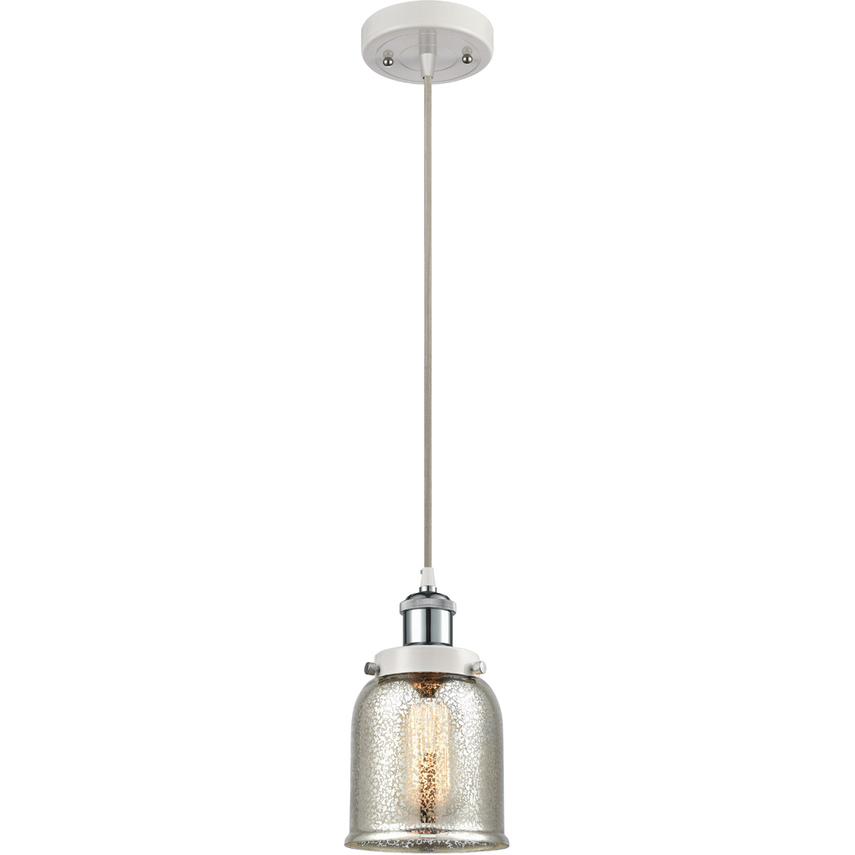 Ballston Bell LED 5 inch White and Polished Chrome Mini Pendant Ceiling Light, Small Bell