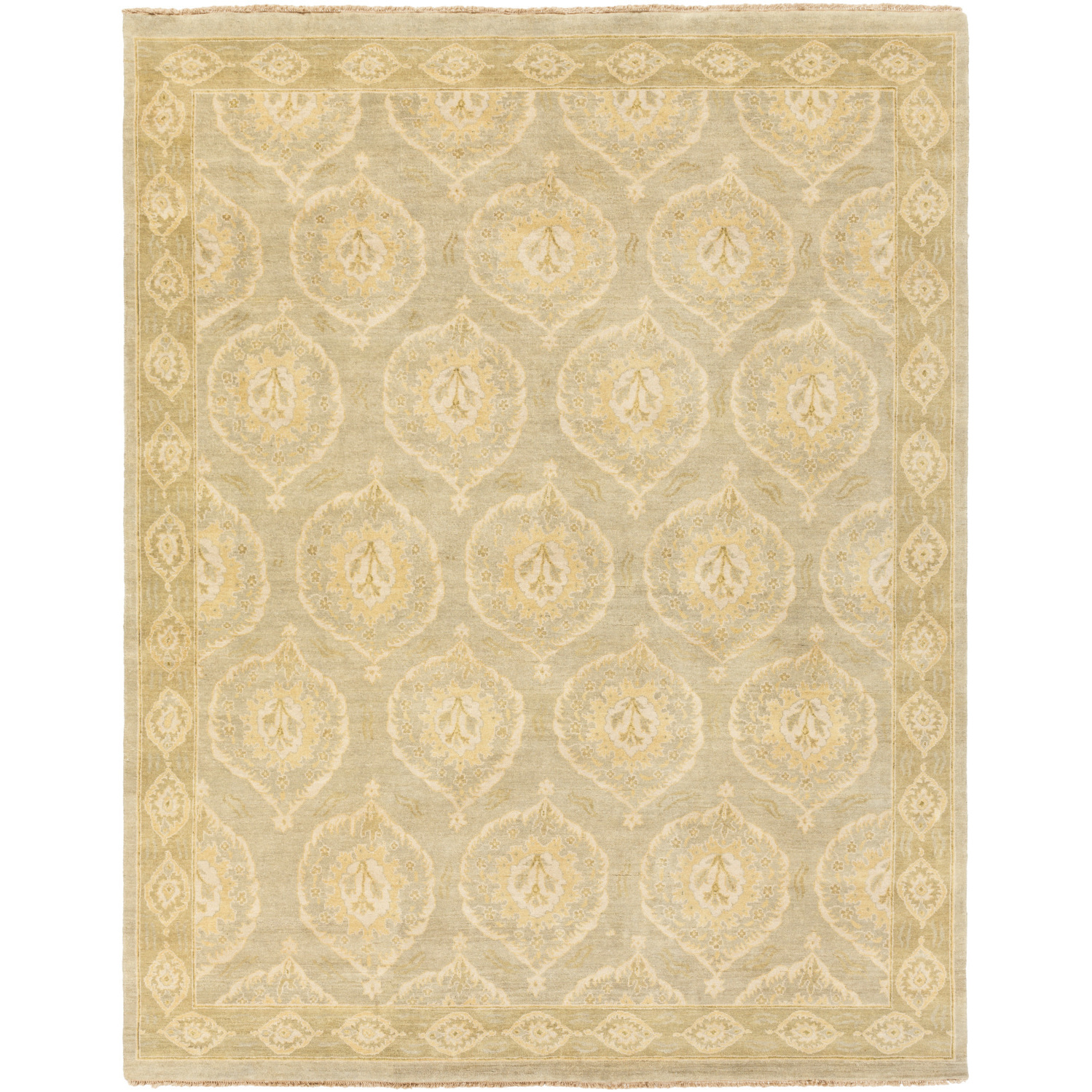 Jade 120 X 96 inch Light Olive / Taupe / Olive / Mustard Handmade Rug