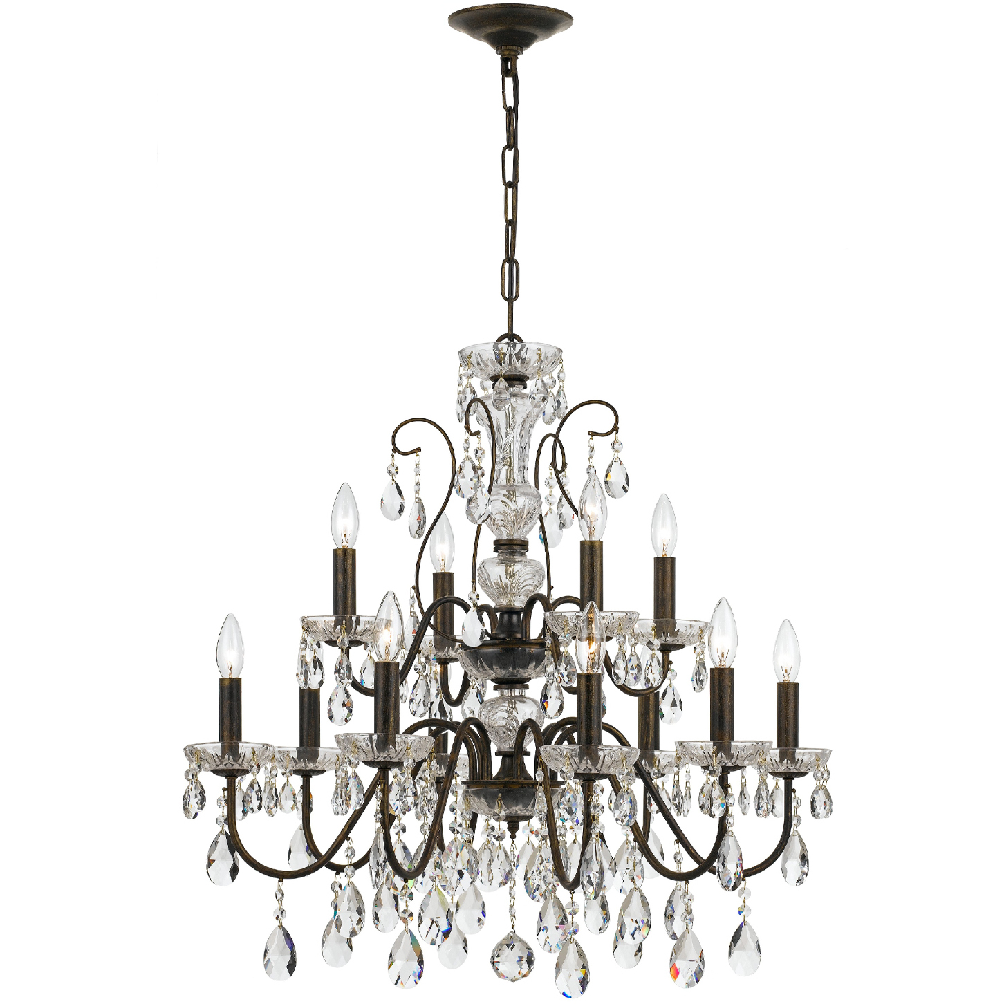 Butler 12 Light 29 inch English Bronze Chandelier Ceiling Light in Clear Swarovski Strass