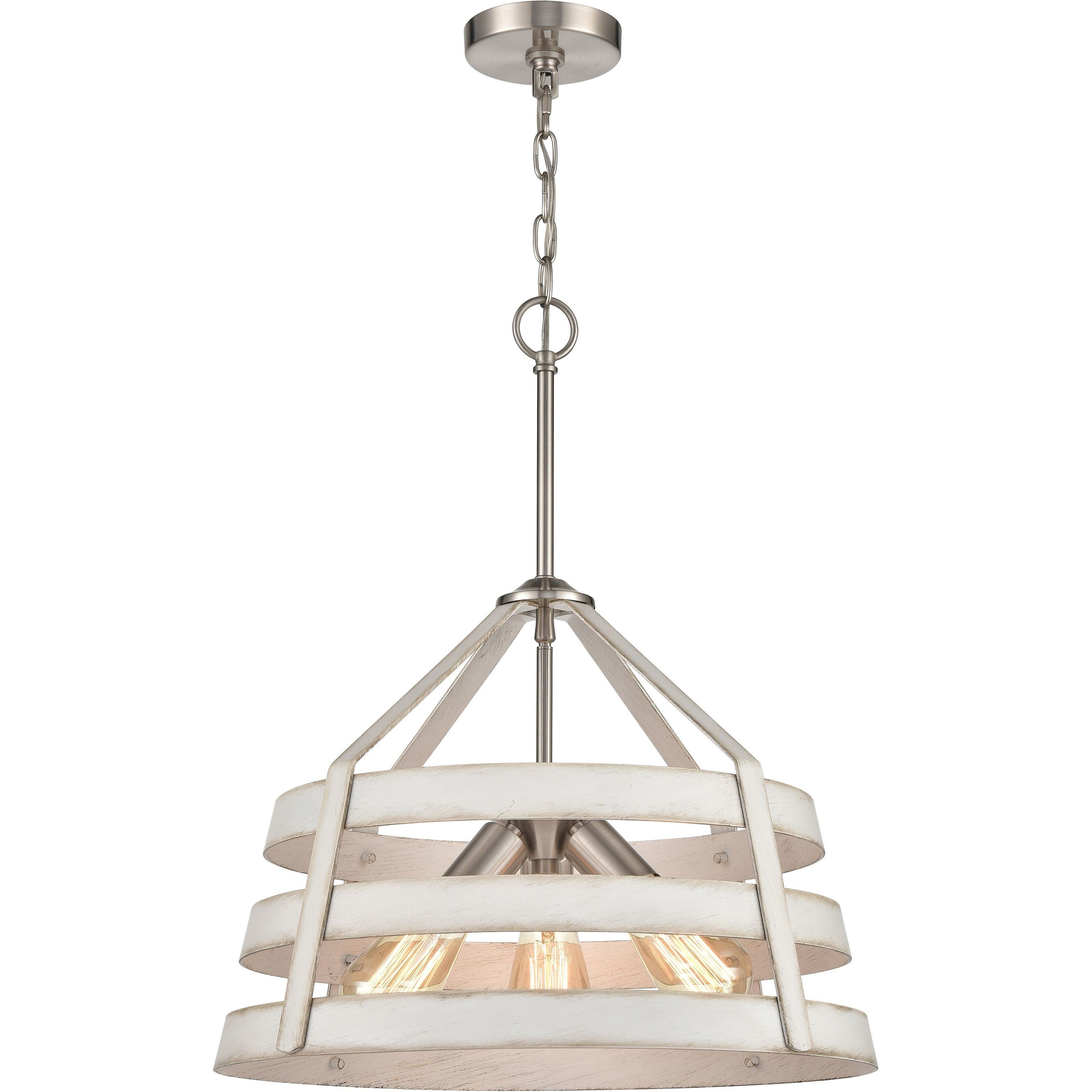 Brigantine 3 Light 18 inch Weathered White with Satin Nickel Chandelier Ceiling Light