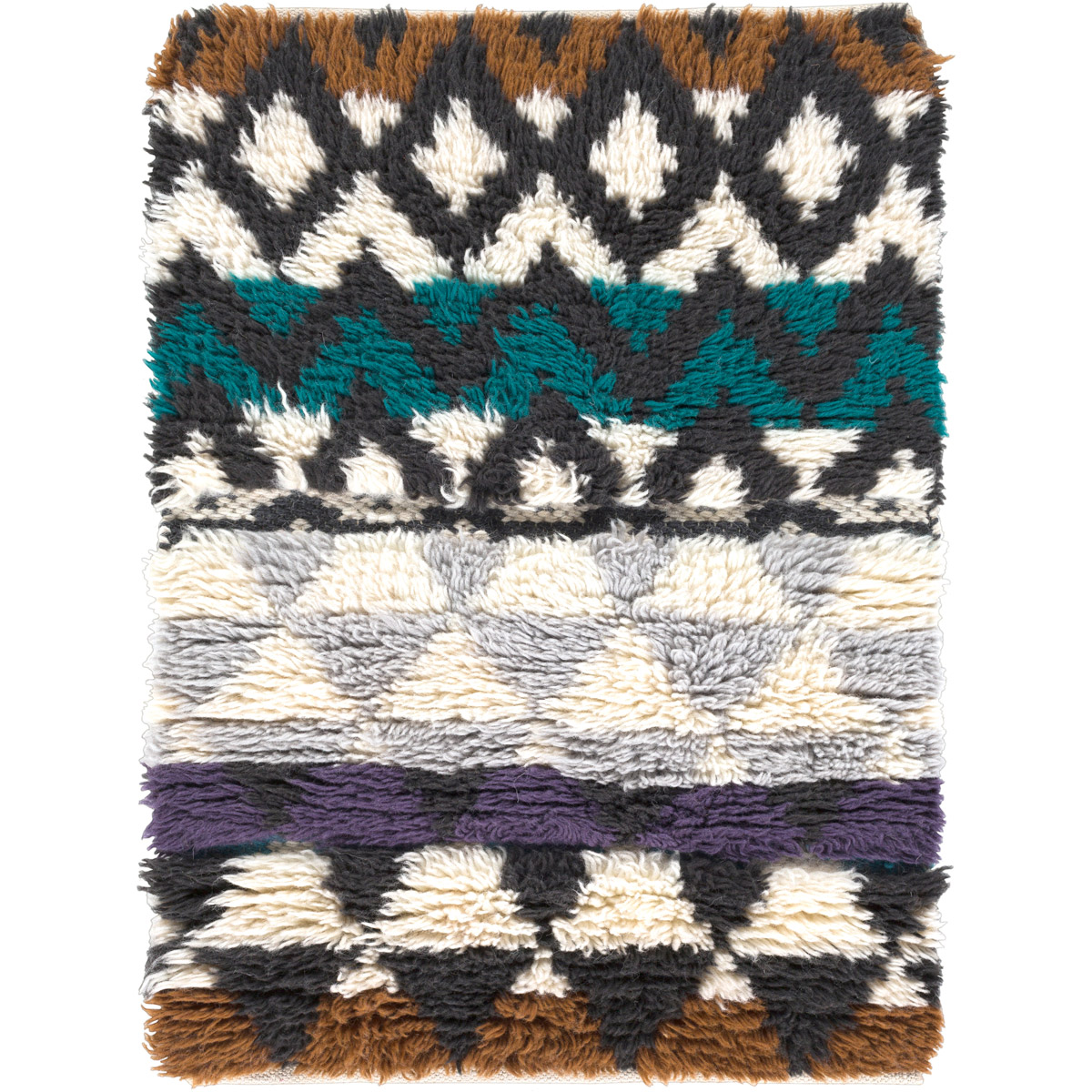 Atticus 36 X 24 inch Charcoal, Aqua, Violet, Camel, Light Gray, Ivory Rug