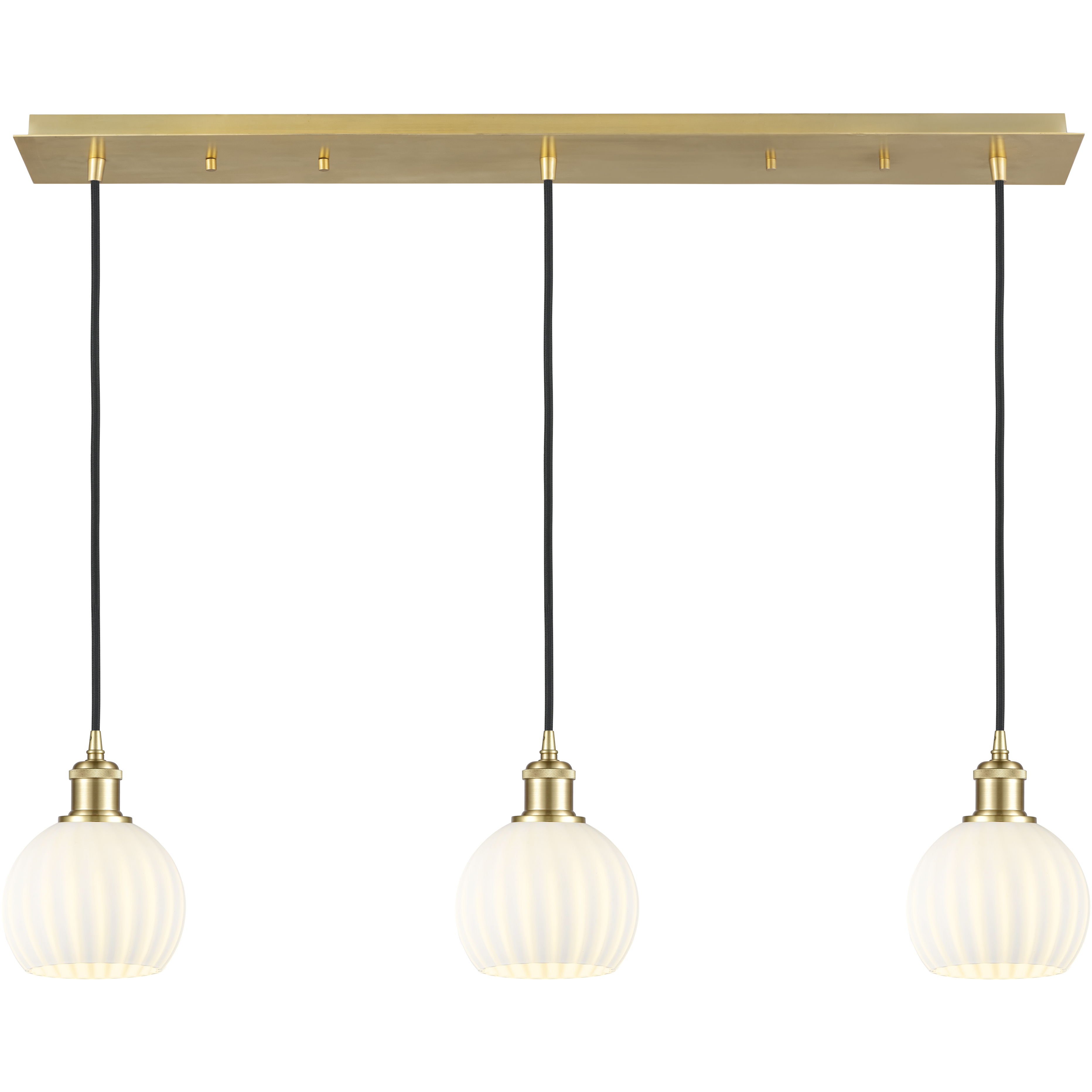 Ballston White Venetian 3 Light 37.5 inch Satin Gold Linear Pendant Ceiling Light