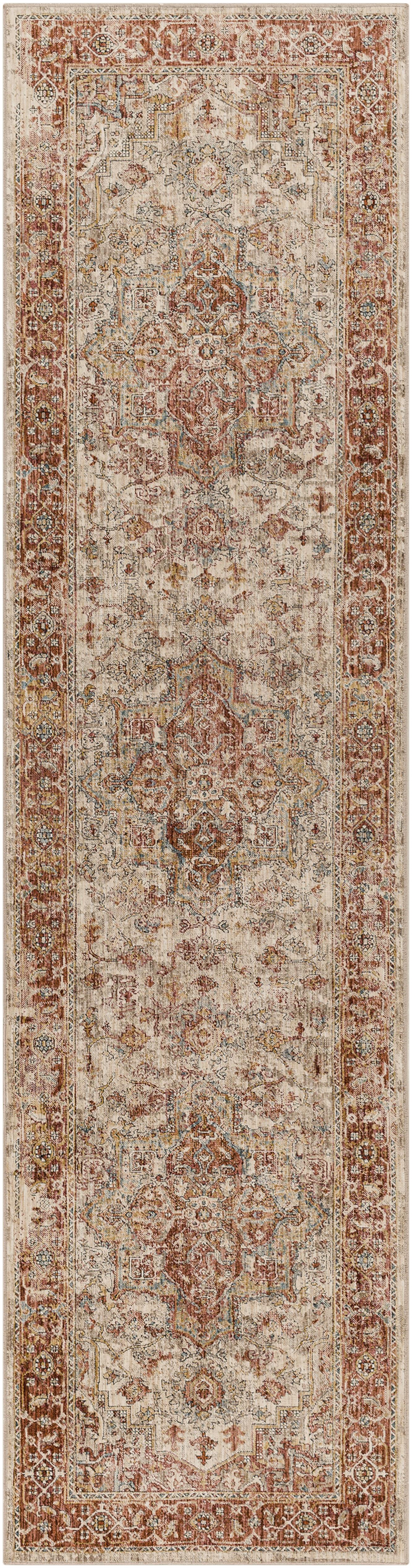 Aspendos 120 X 31 inch Brick Red Rug, Runner