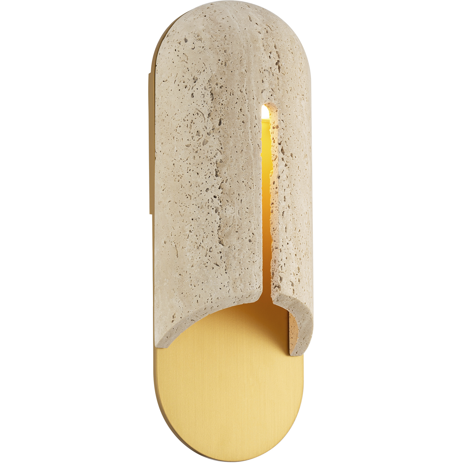 Clog LED 16 inch Beige Travertine and Aged Brass Outdoor Wall Light in 2700K