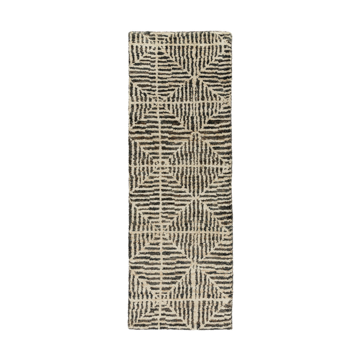 Bjorn 96 X 30 inch Black/Khaki/Dark Brown Rugs, Jute