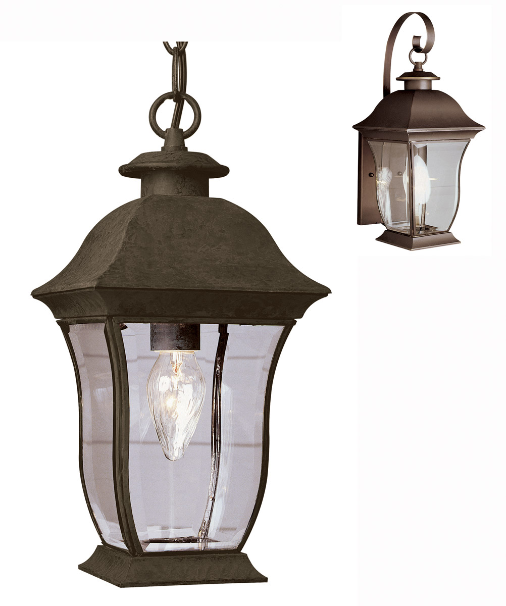 Signature 1 Light 7 inch Weathered Bronze Outdoor Hanging Lantern