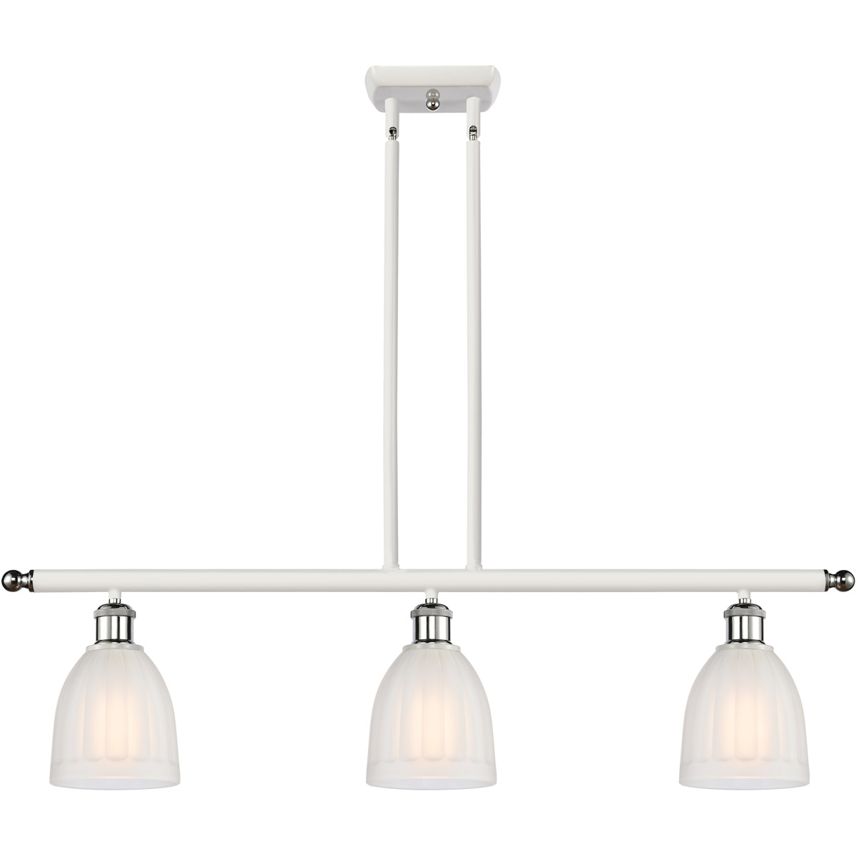 Ballston Brookfield 3 Light 36 inch White and Polished Chrome Island Light Ceiling Light in White Glass, Ballston