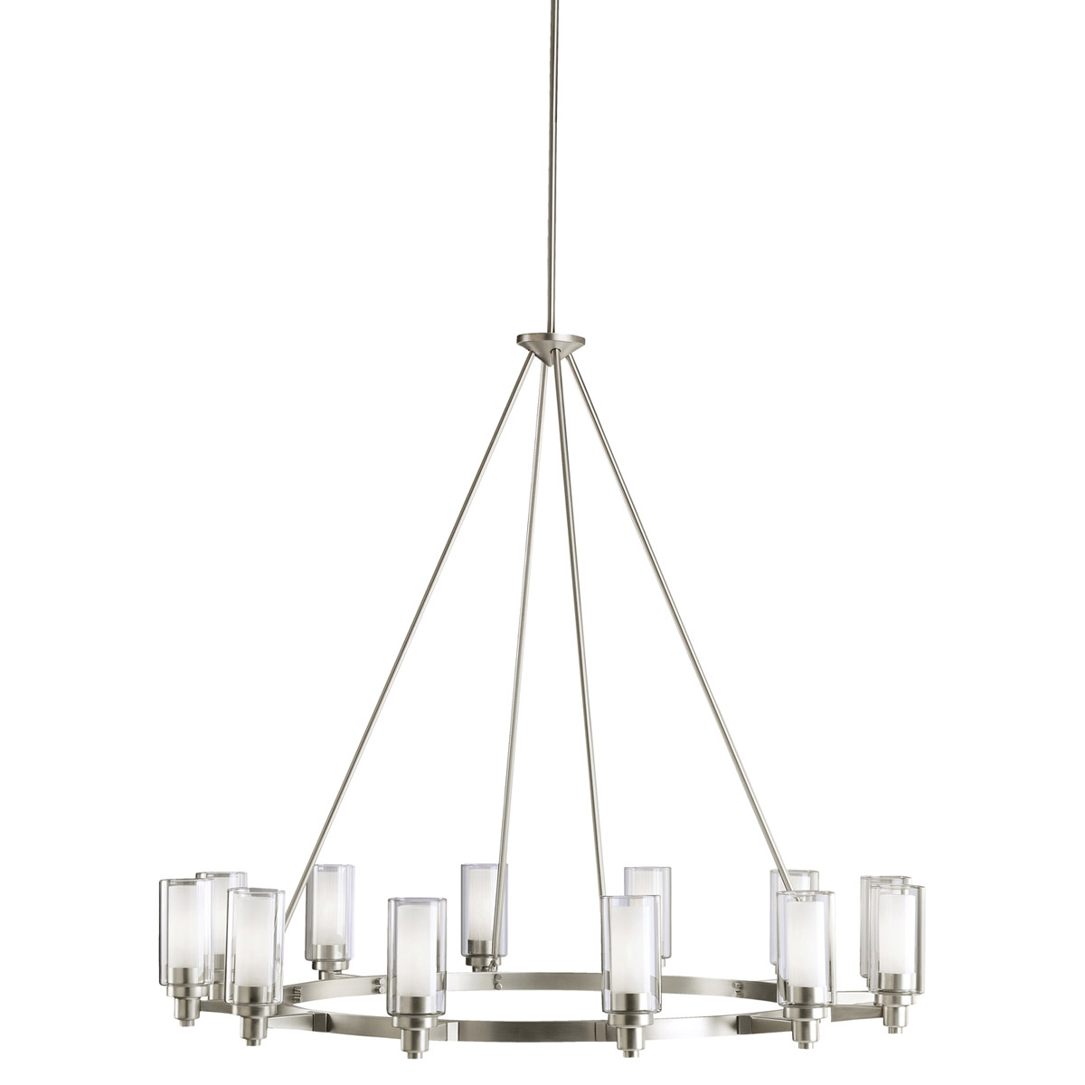 Circolo 12 Light 44.5 inch Brushed Nickel Chandelier 1 Tier Large Ceiling Light, 1 Tier Large