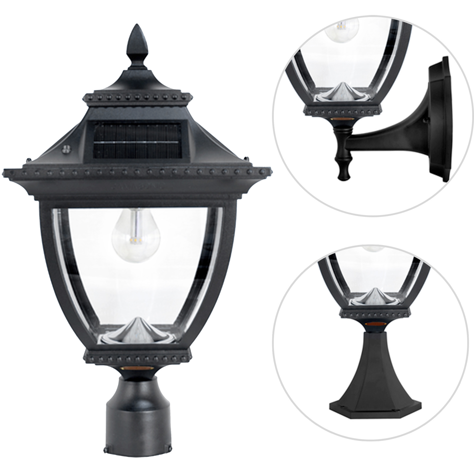 Pagoda LED 22 inch Black Outdoor Post Light, Solar