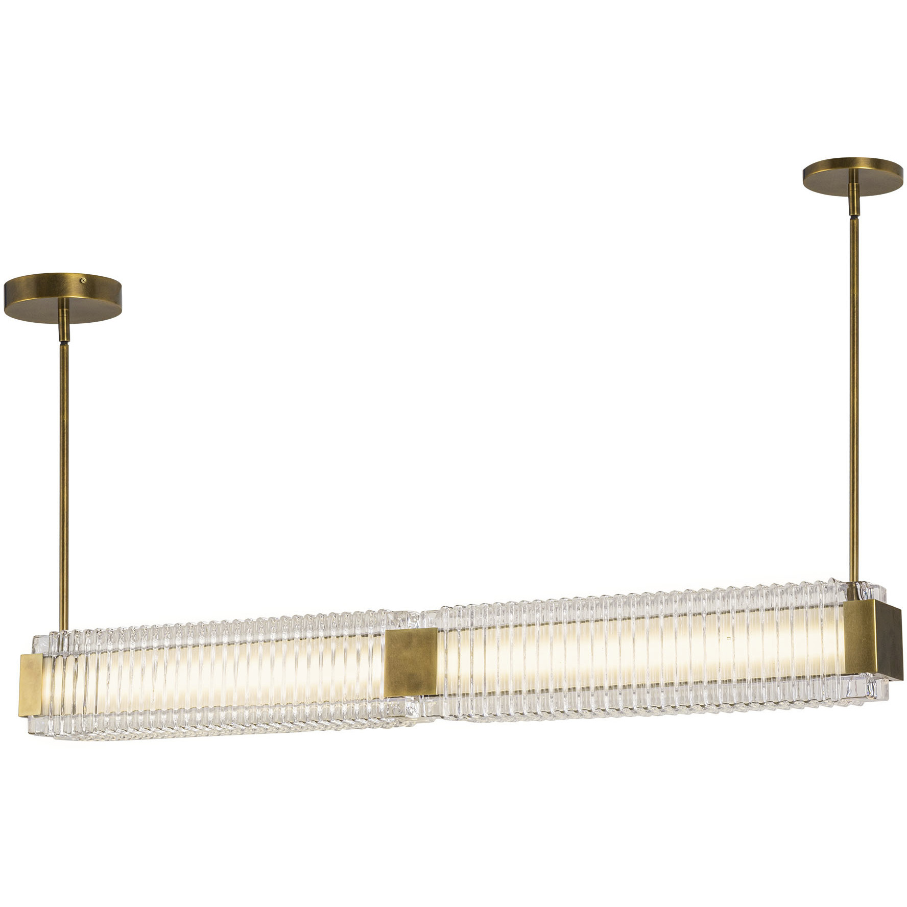 Alai LED 47 inch Vintage Brass/Ribbed Glass Linear Pendant Ceiling Light