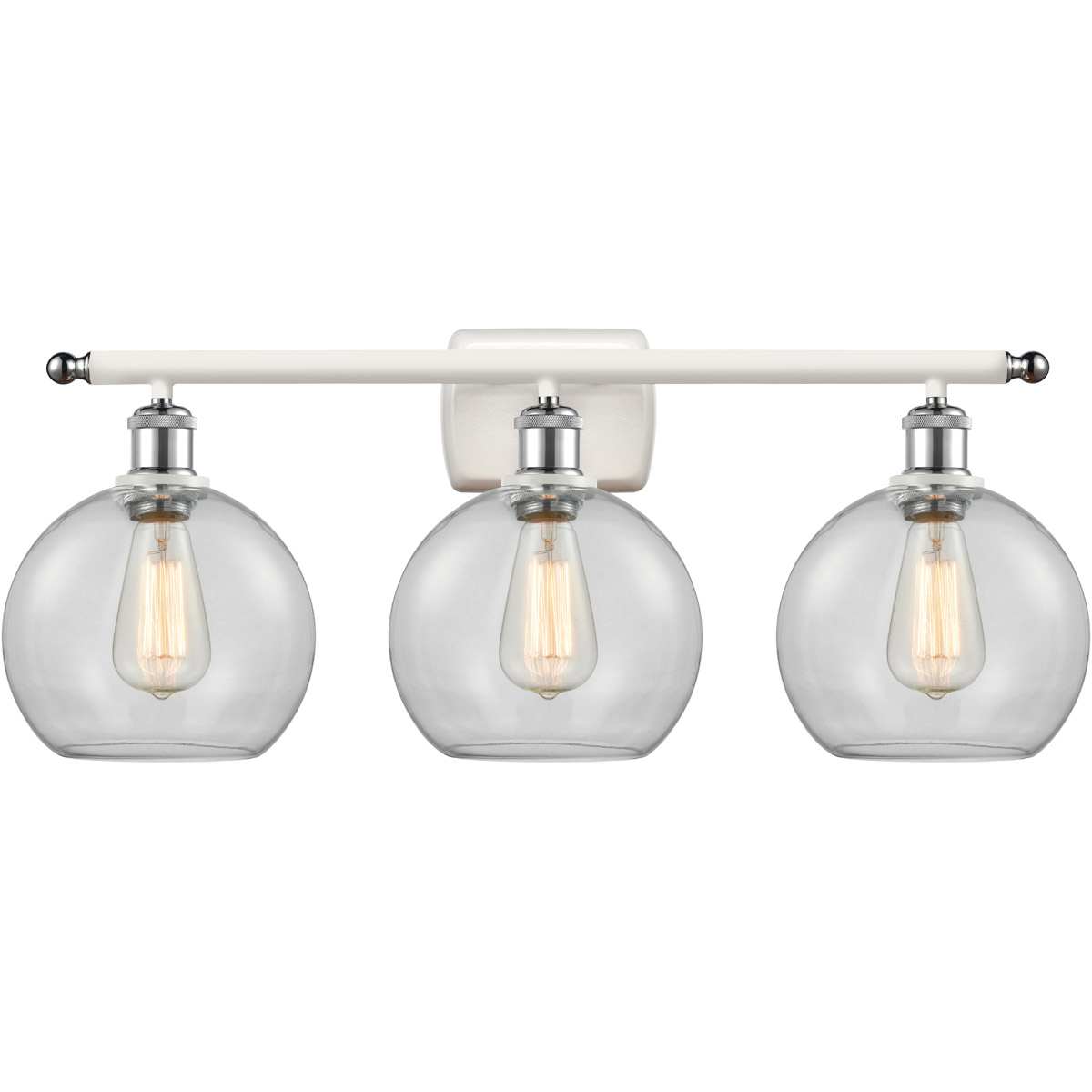 Ballston Athens 3 Light 26 inch White and Polished Chrome Bath Vanity Light Wall Light in Clear Glass, Ballston