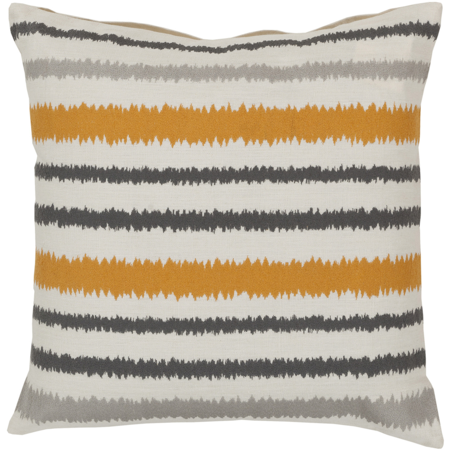 Ikat Stripe 22 inch Dark Brown, Coral, Cream, Medium Gray Pillow Kit