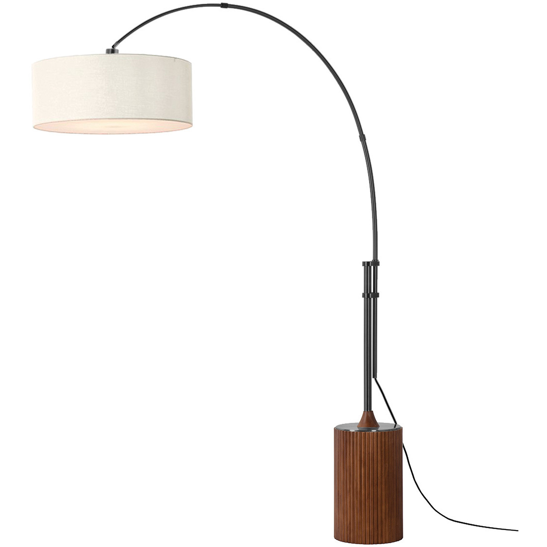 Tambo 92 inch 14 watt Black Nickel and Dark Walnut Arc Floor Lamp Portable Light in White Linen