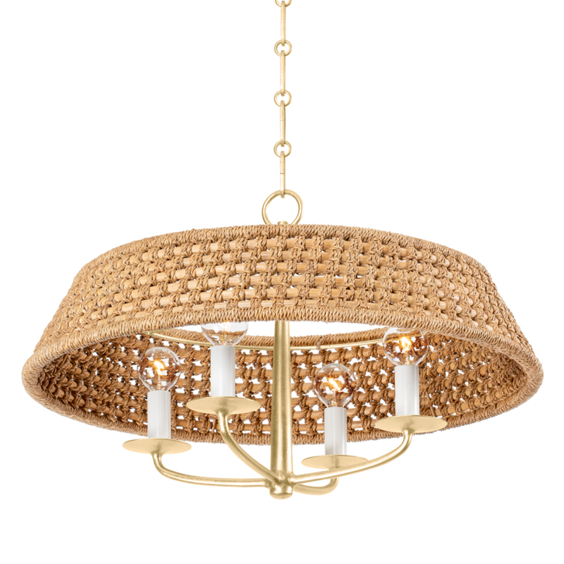 Bradley 4 Light 22 inch Vintage Gold Leaf Chandelier Ceiling Light