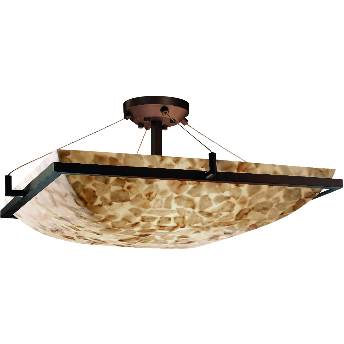 Alabaster Rocks 6 Light 53 inch Dark Bronze Semi-Flush Ceiling Light in Incandescent, Square