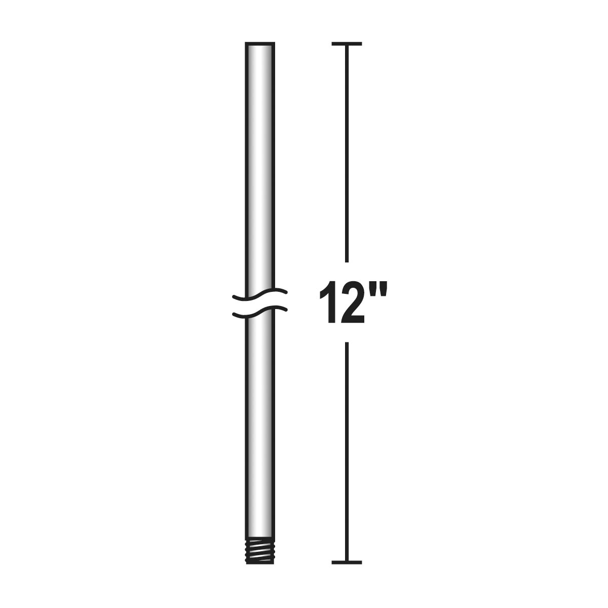 Fan Accessory Matte Silver Fan Downrod, 12" WeatherMax